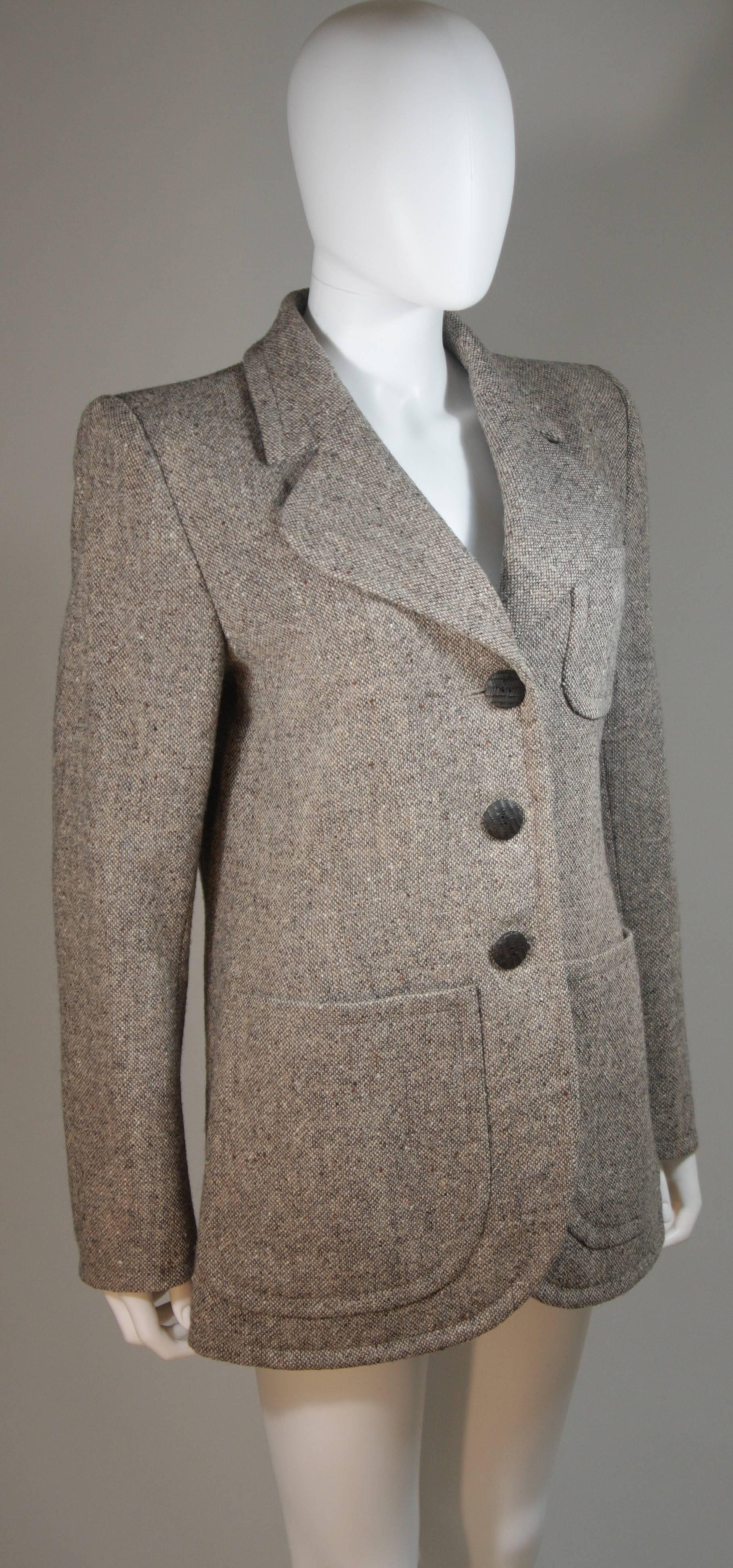 Women's YVES SAINT LAURENT Wool Jacket with Wood Buttons Size 40