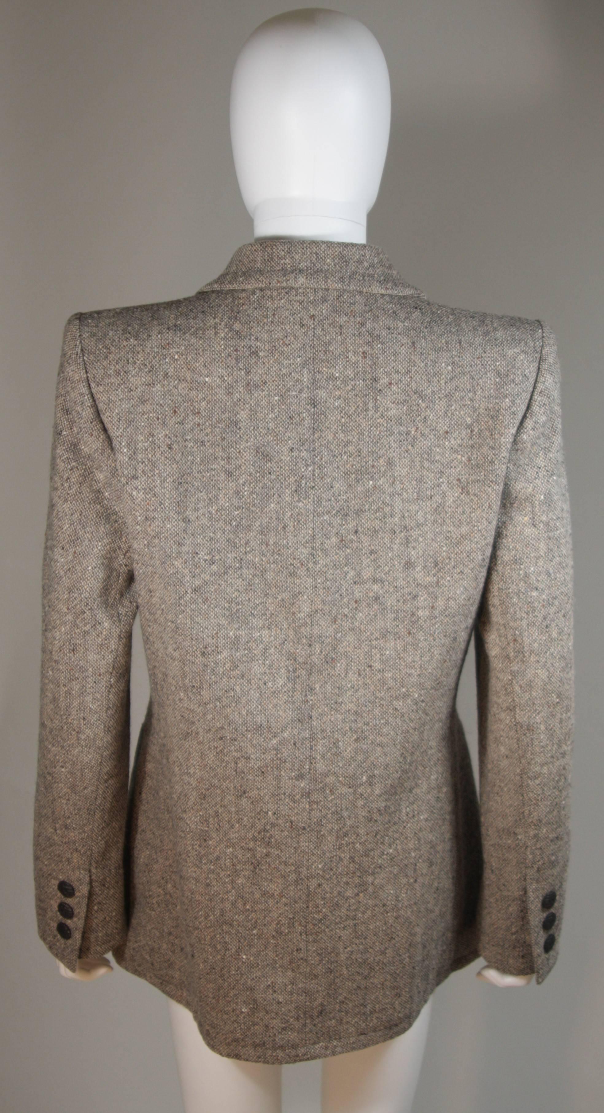 YVES SAINT LAURENT Wool Jacket with Wood Buttons Size 40 4