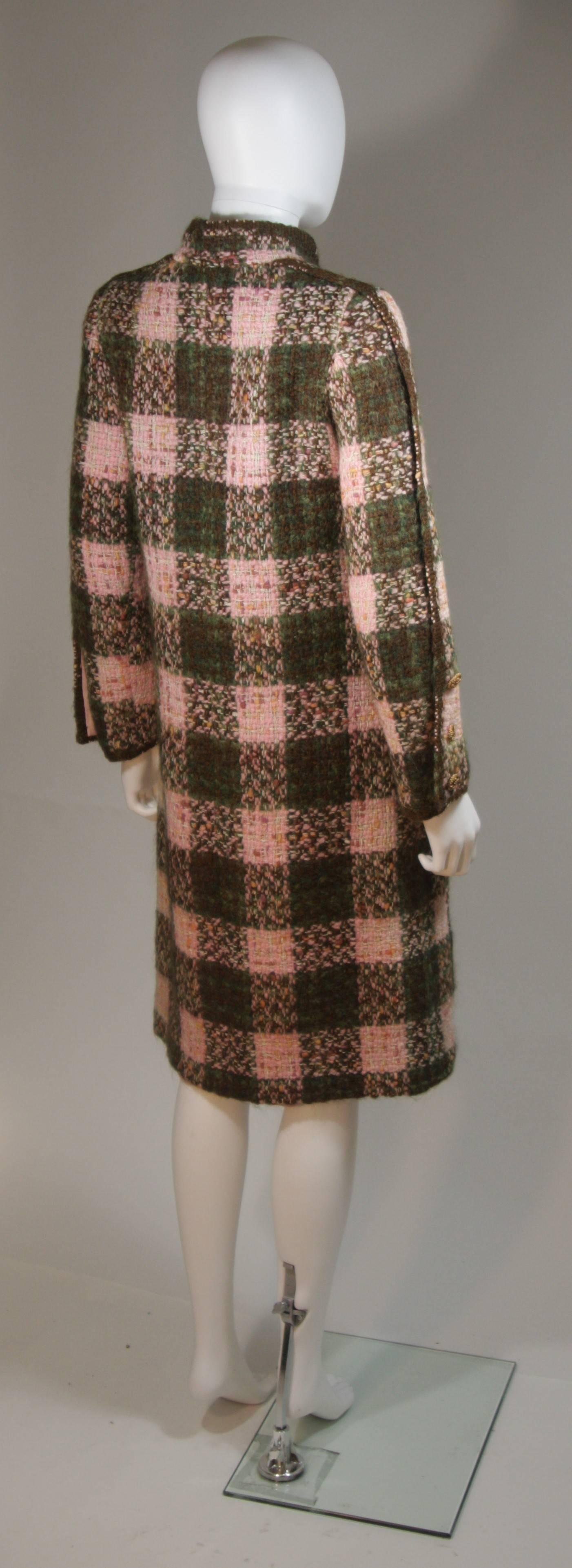 CHANEL Haute Couture Circa 1960s Green and Pink Boucle Coat Size Small 2