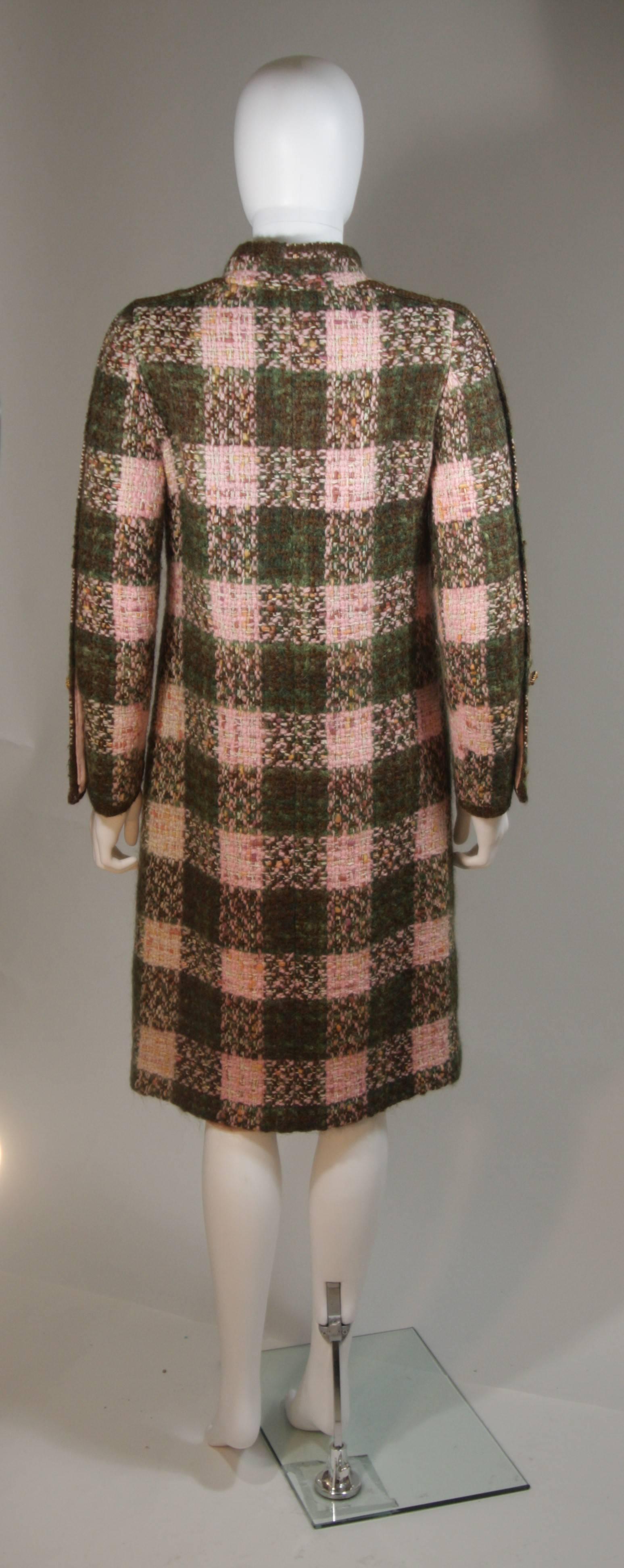 CHANEL Haute Couture Circa 1960s Green and Pink Boucle Coat Size Small 3