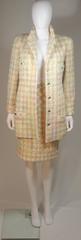 CHANEL Pastel Cream Yellow and Pink Skirt Suit Size 42