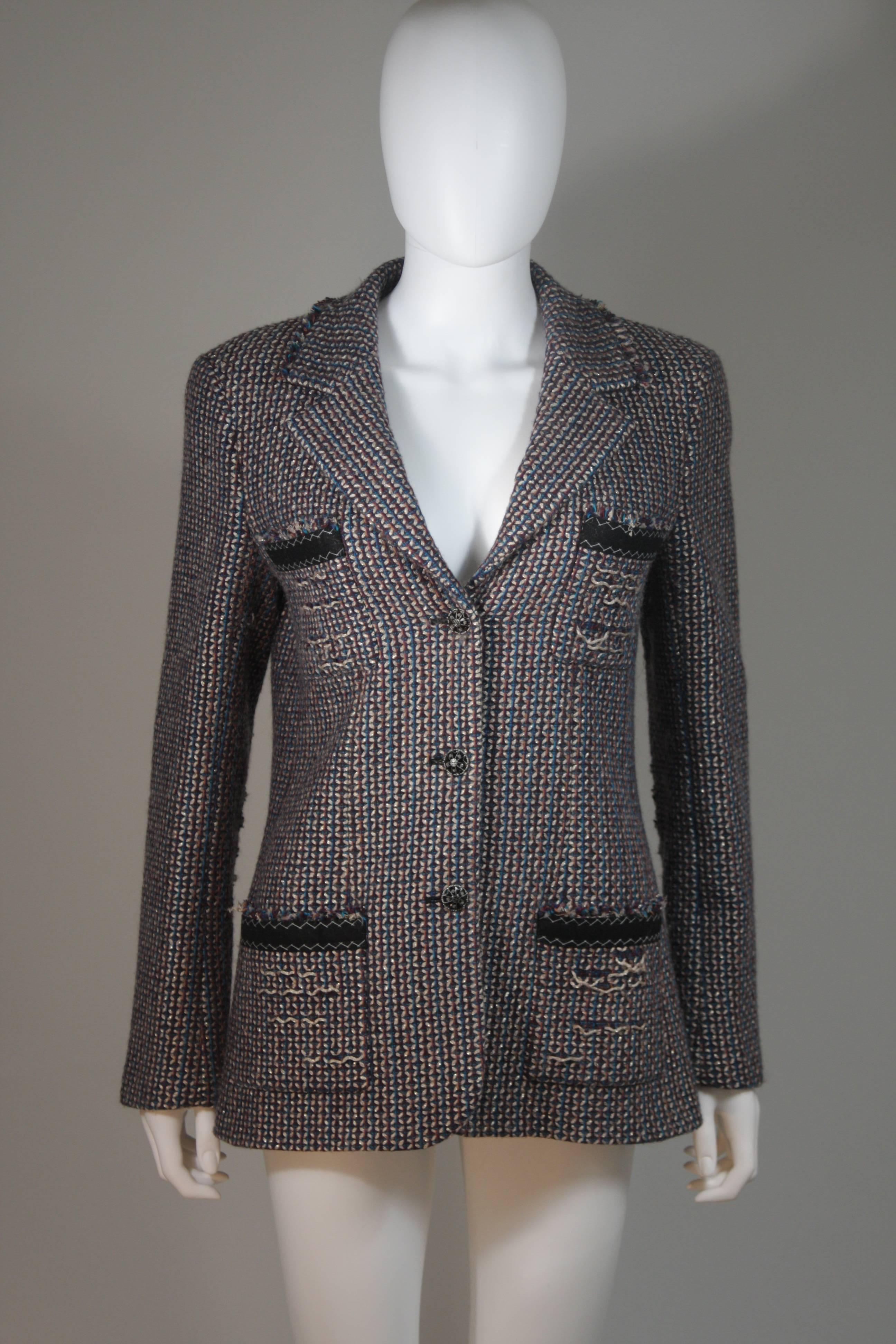 CHANEL Gold Metallic Tweed with Brown and Burgundy Skirt Suit Size 40 3