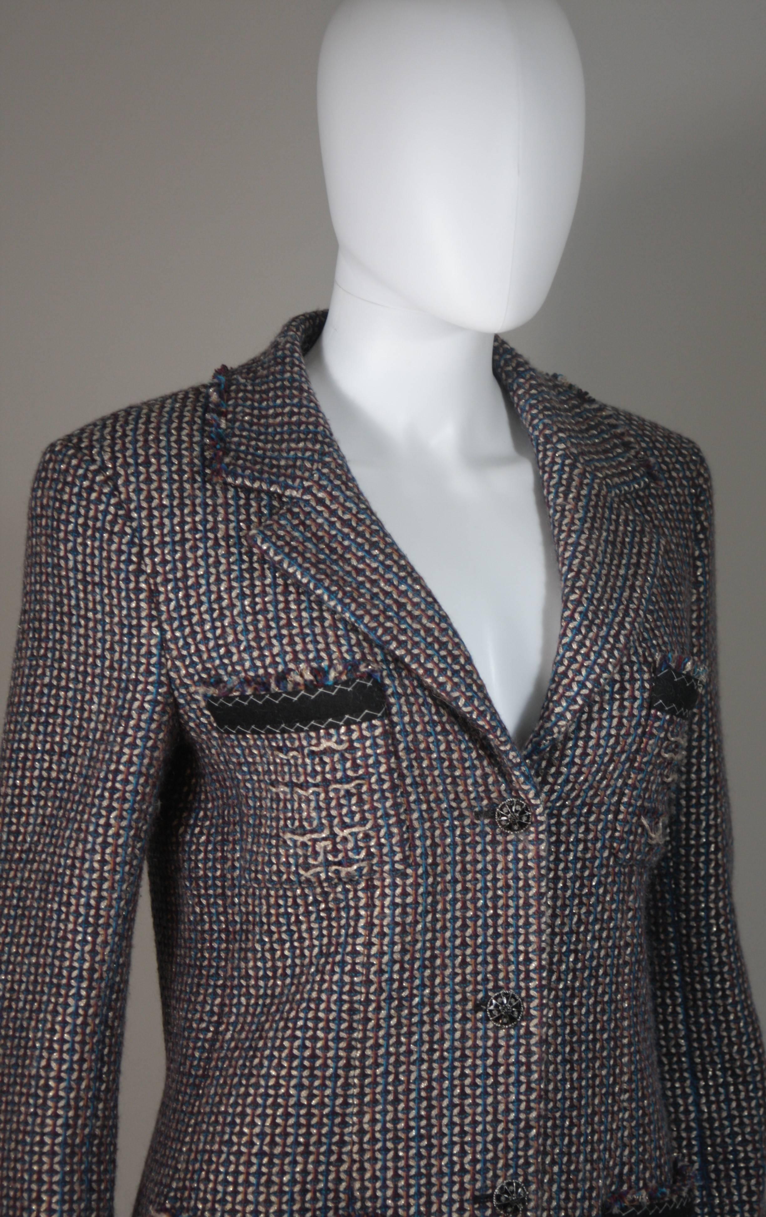 Women's CHANEL Gold Metallic Tweed with Brown and Burgundy Skirt Suit Size 40
