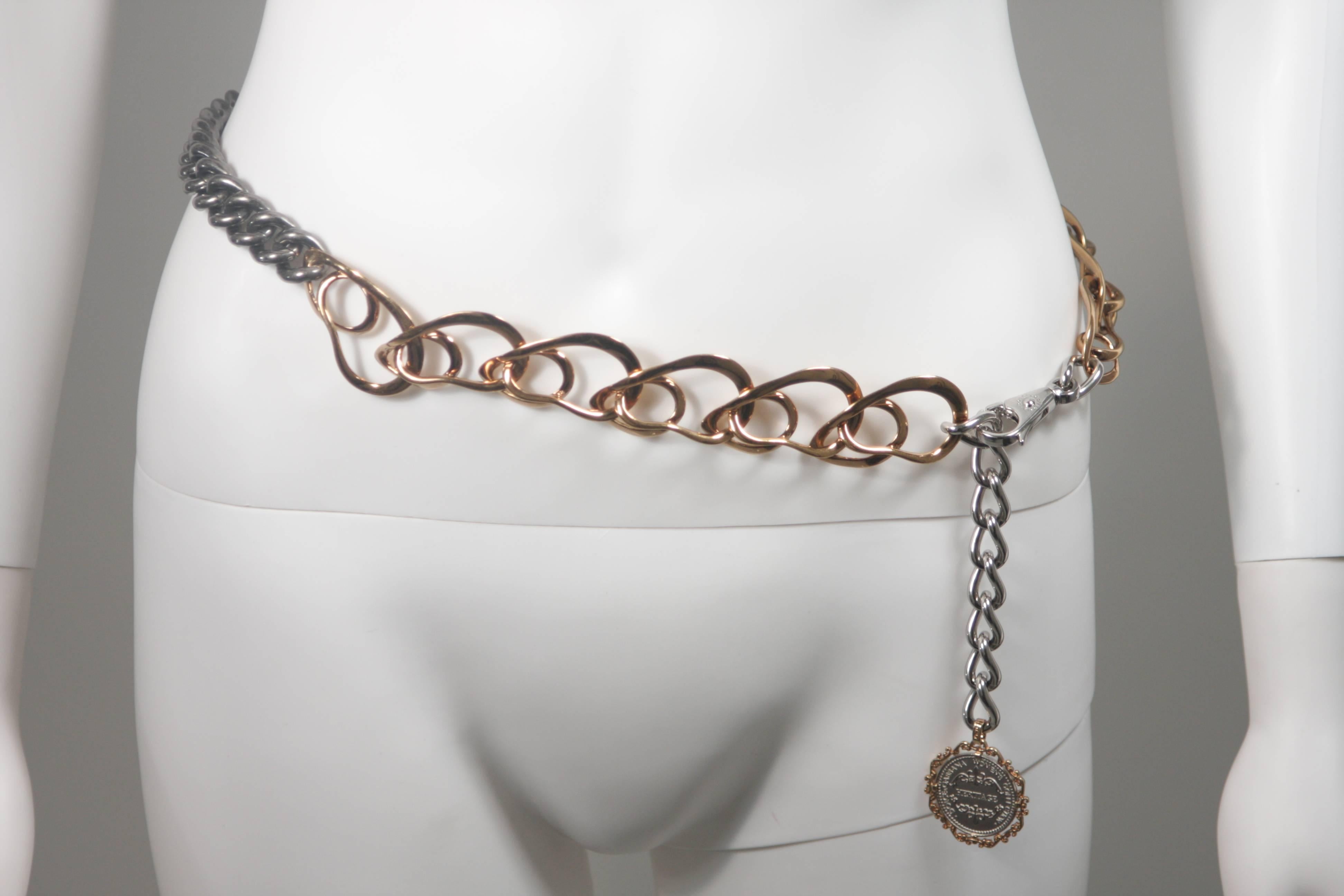DOLCE AND GABBANA Multi-Metal Belt Necklace Accessory  2