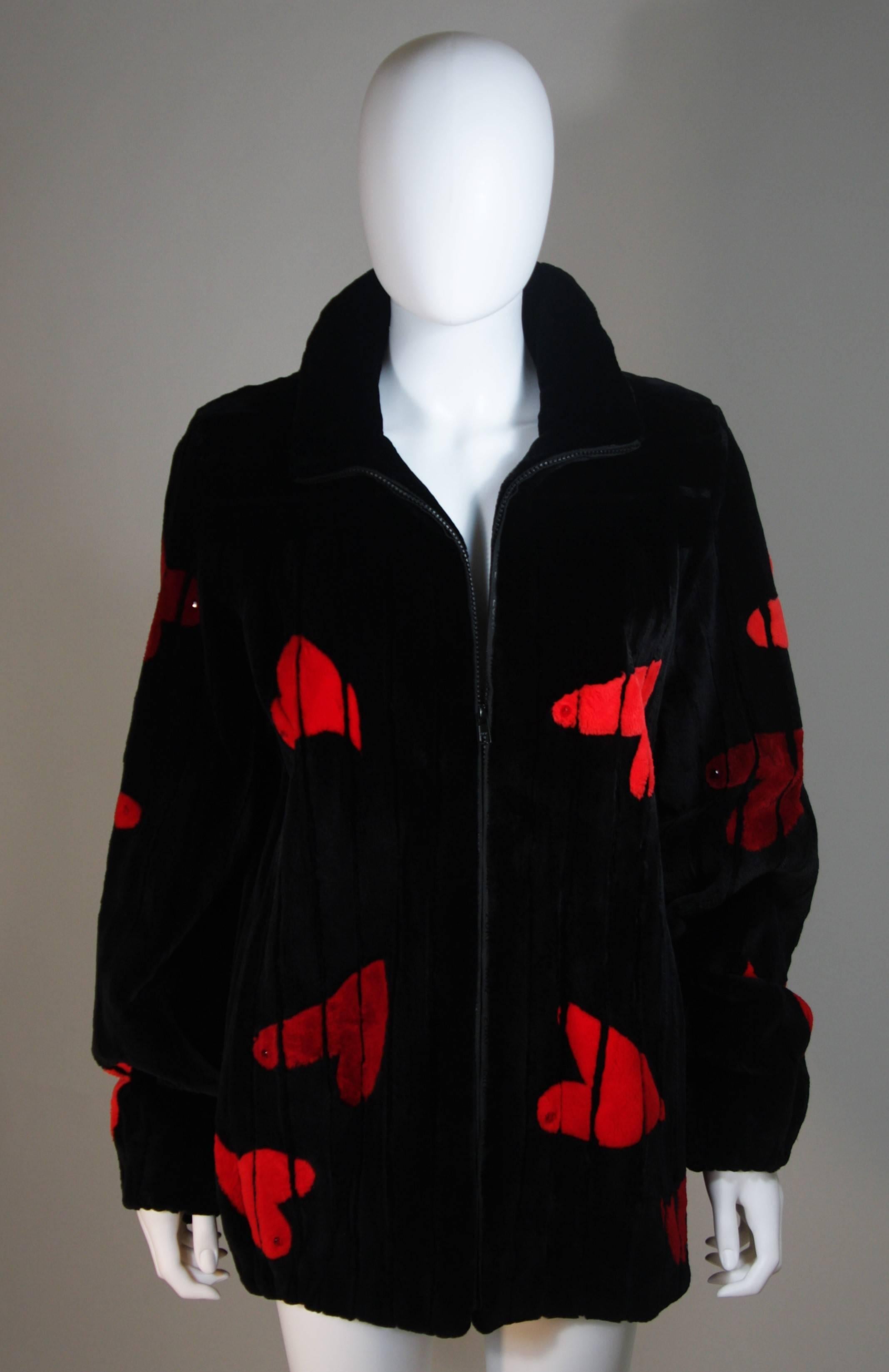 Black ZUKI Onyx Sheared beaver 'HEARTS' Jacket Made to Order For Sale