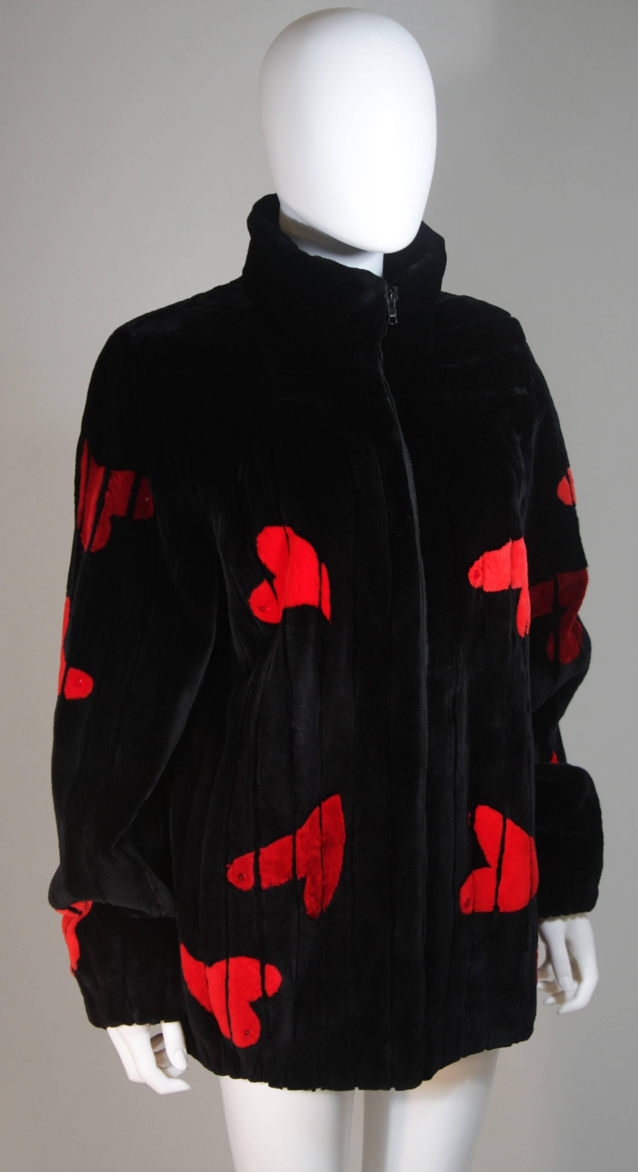 ZUKI Onyx Sheared beaver 'HEARTS' Jacket Made to Order For Sale 1