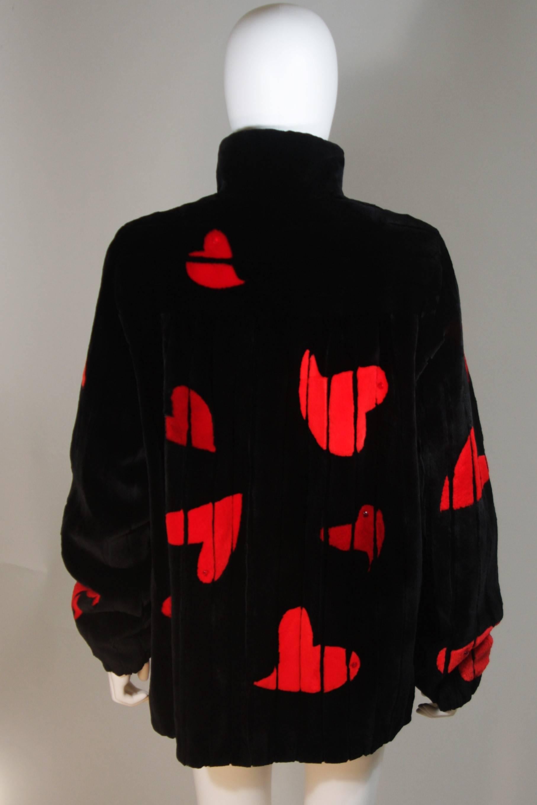 ZUKI Onyx Sheared beaver 'HEARTS' Jacket Made to Order For Sale 4
