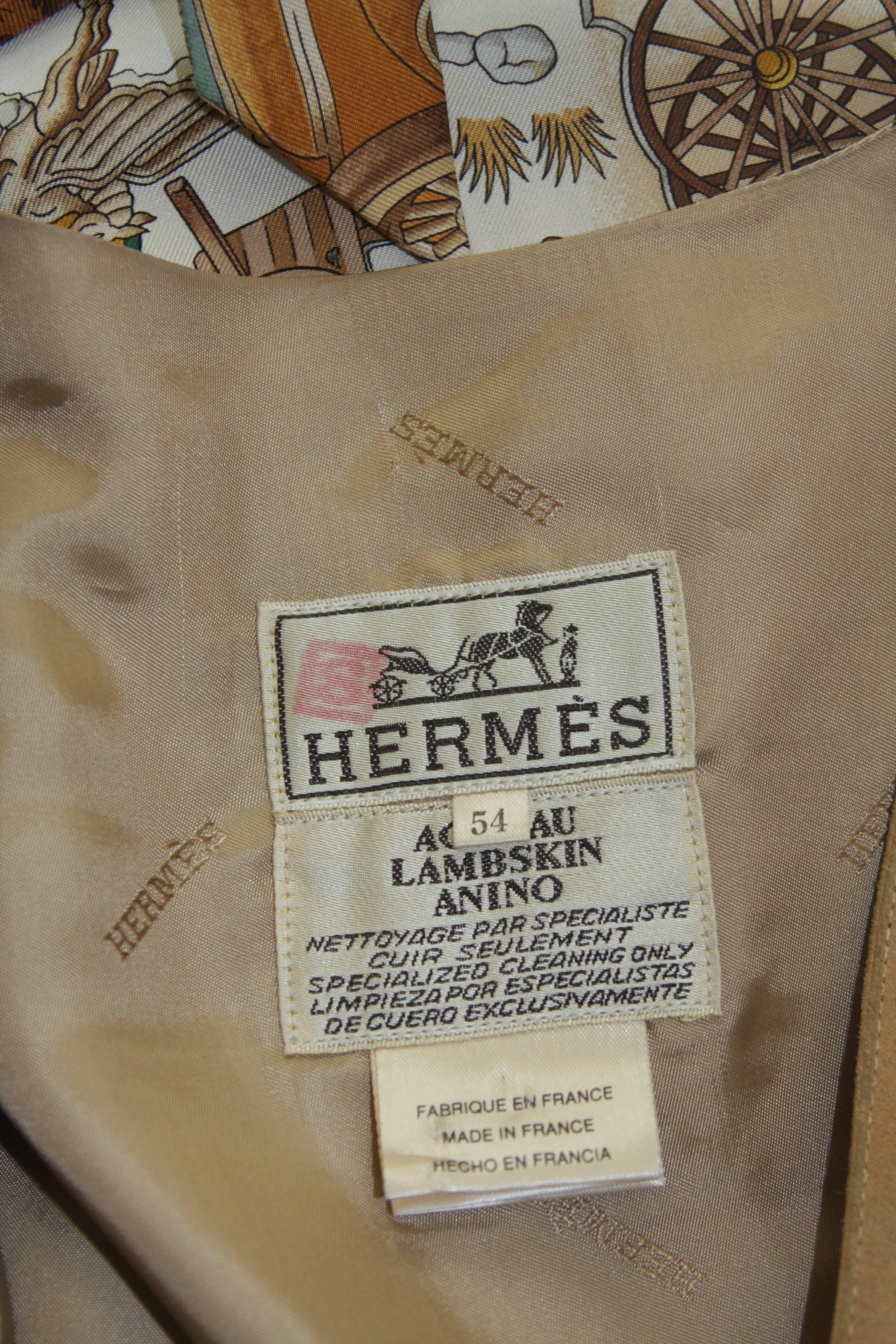HERMES 'Automobile' Silk Print vest with Suede Front Size 54 3