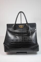 RALPH LAUREN Large Black Alligator Purse with Gold Hardware