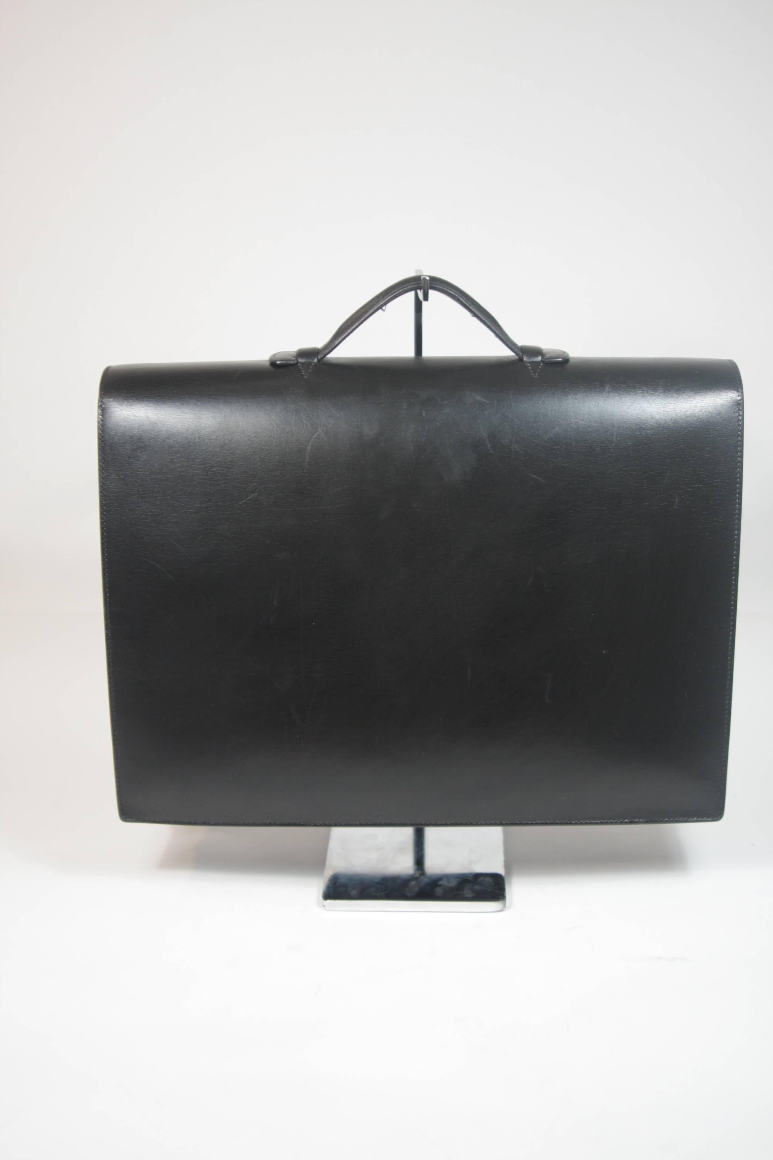 Women's HERMES 'Sac A Depeche' Black Box Leather Briefcase 'A0U' 1997 Large 