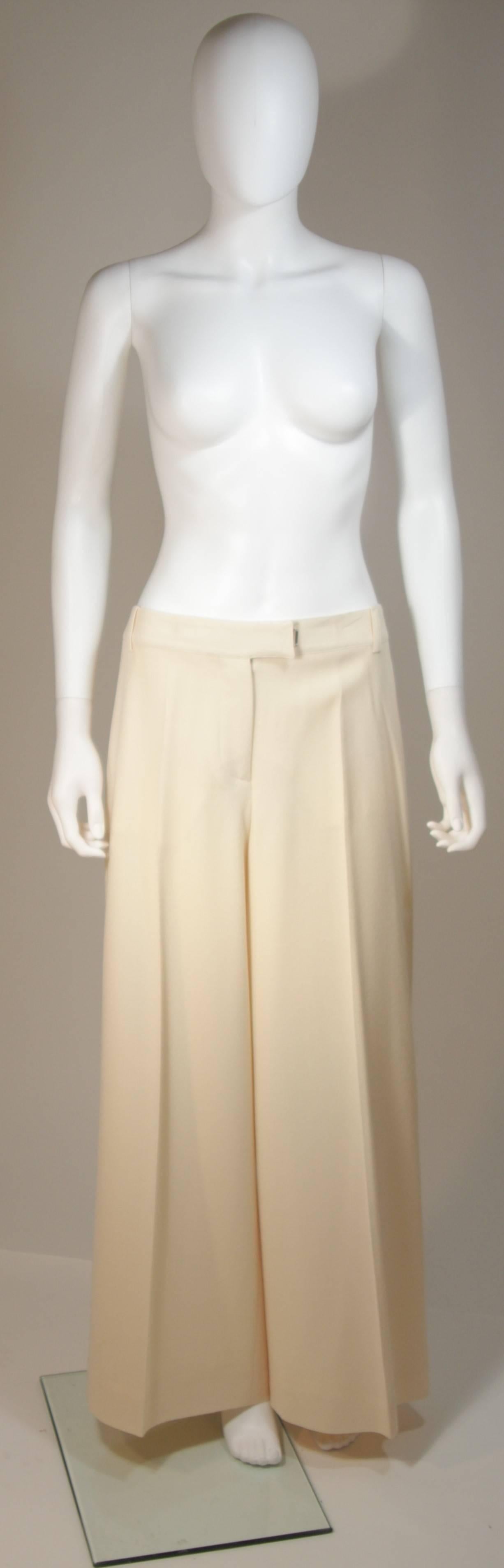 JOHN GALLIANO Ivory Silk Pant Suit with Metallic Applique Size 44 42 4