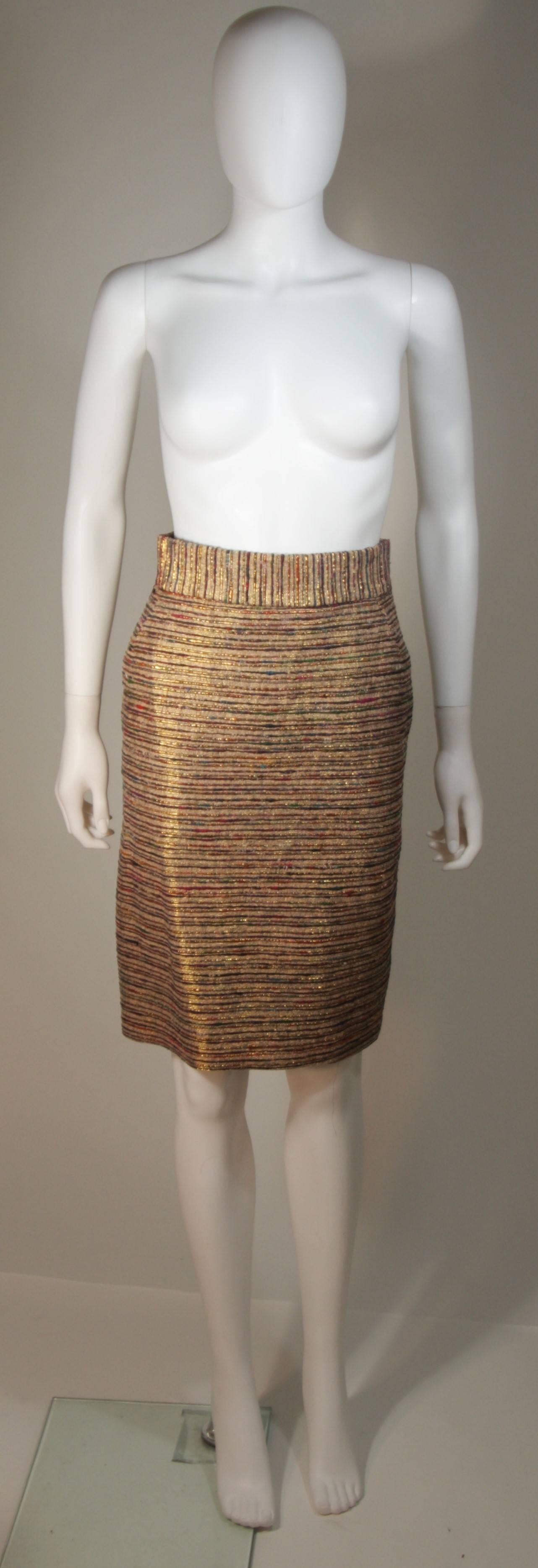 ZANDRA RHODES Metallic Raw Silk Skirt Suit with Applique Size 8 For Sale 1