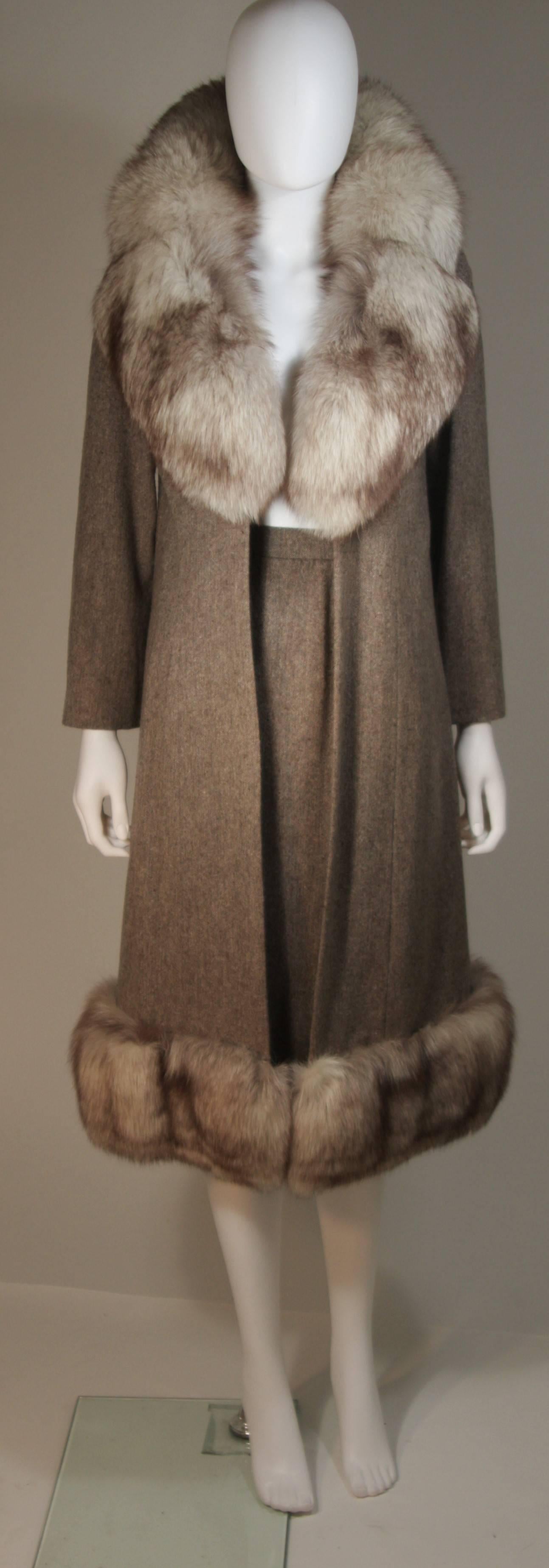 full length wool coats with fox fur trim