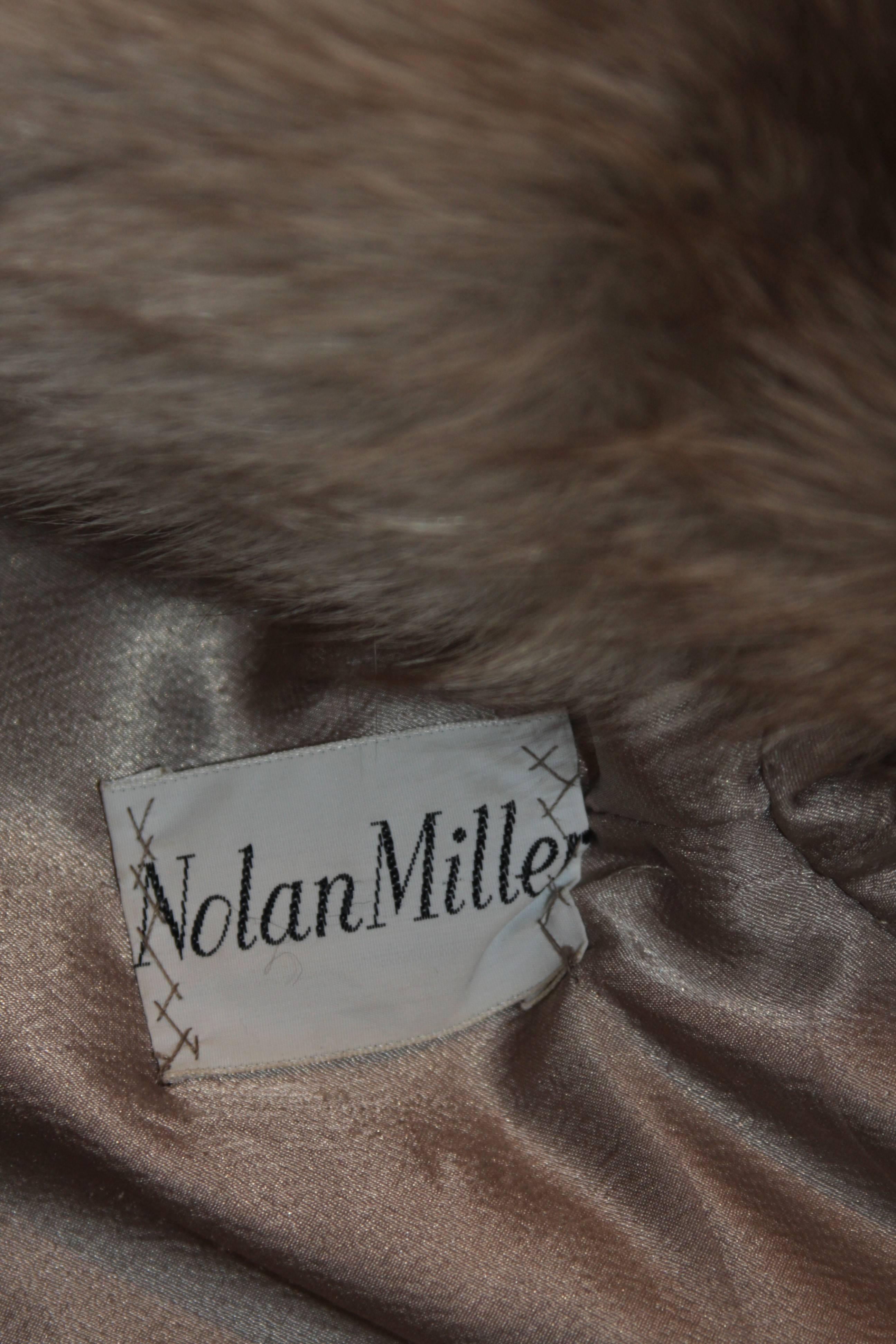 NOLAN MILLER Brown Wool Coat and Skirt Ensemble with Fox Fur Trim Size 4 6 4