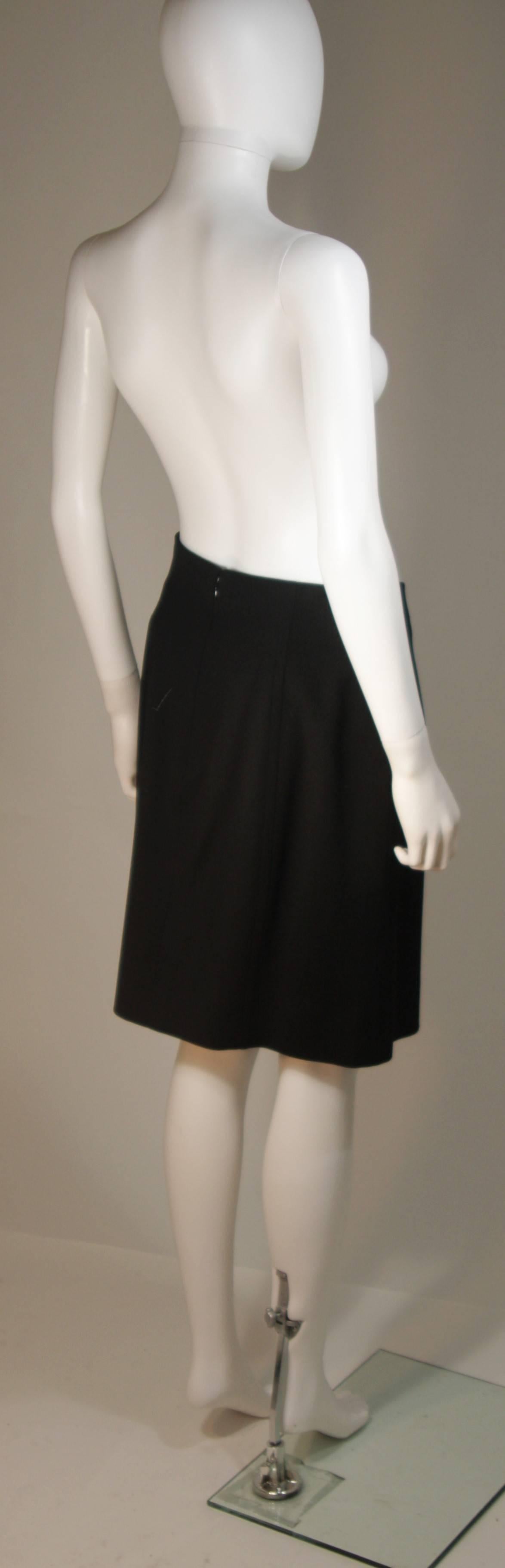 CELINE Black Pleated Wool Skirt with Gold Chain Detail Size 6-8 2