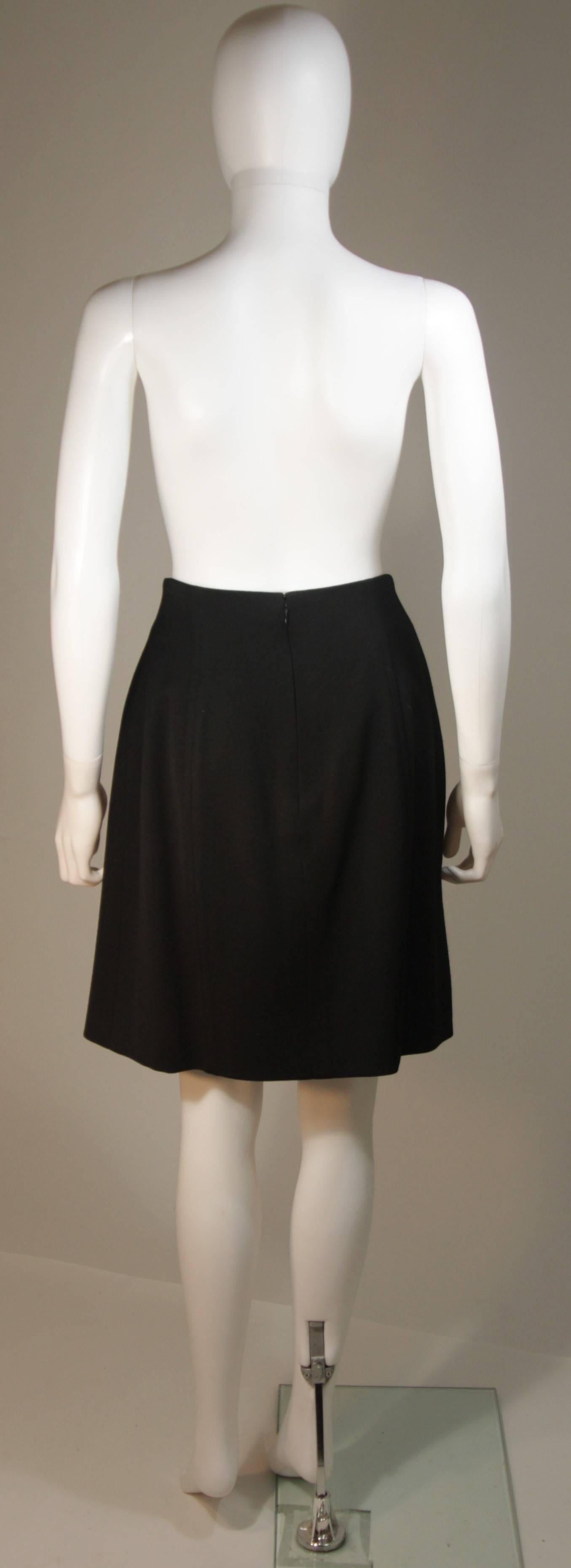 CELINE Black Pleated Wool Skirt with Gold Chain Detail Size 6-8 1