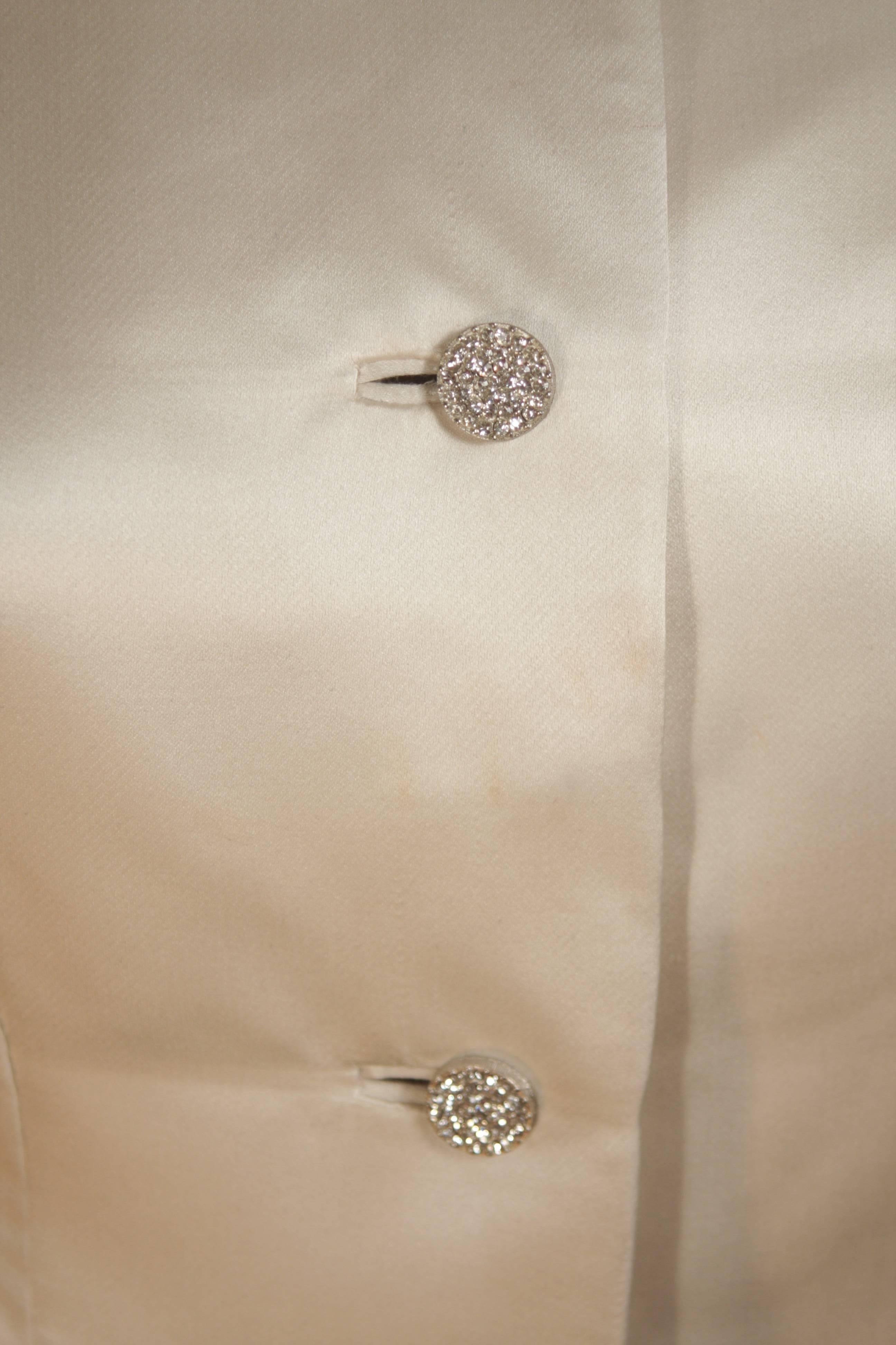 Women's SHEDLOCK Ivory Silk Dress with Rhinestone Pocket Details Size Small Medium For Sale
