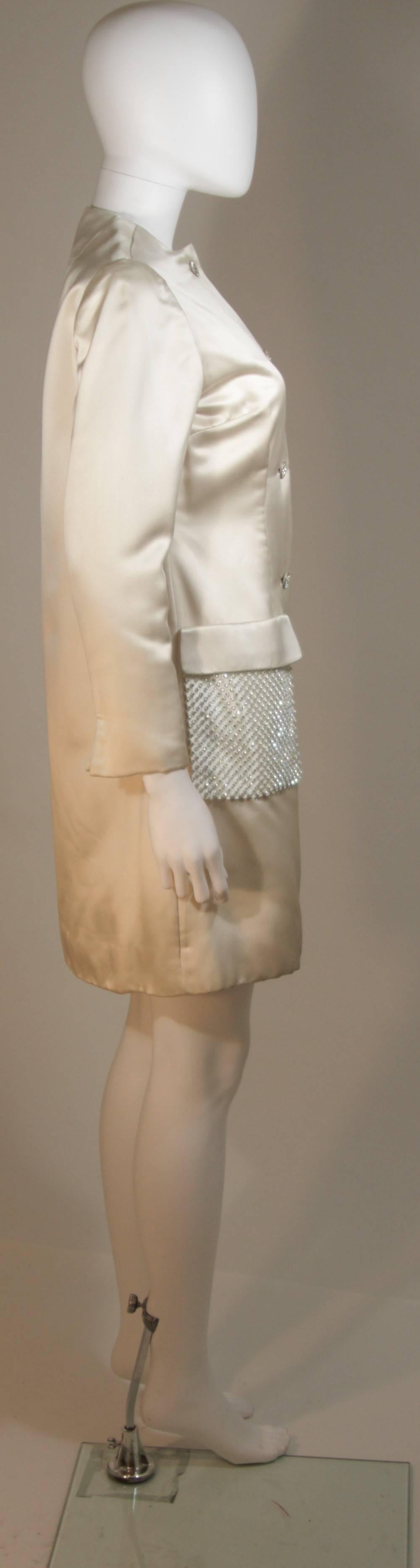 SHEDLOCK Ivory Silk Dress with Rhinestone Pocket Details Size Small Medium For Sale 2