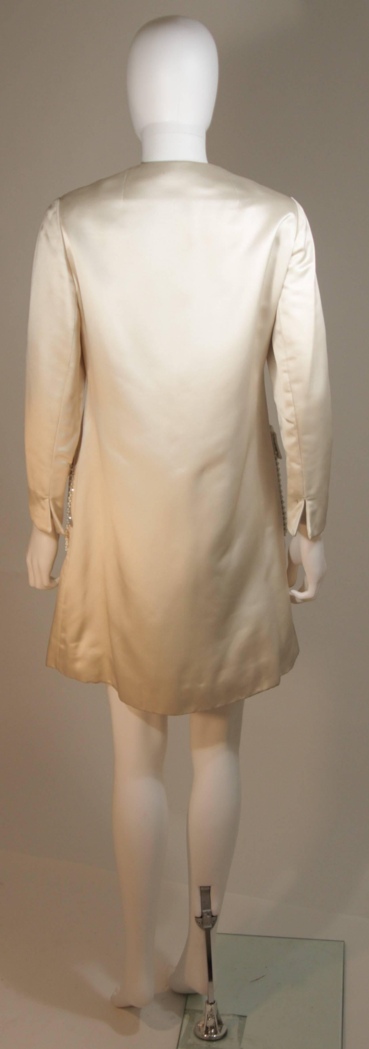 SHEDLOCK Ivory Silk Dress with Rhinestone Pocket Details Size Small Medium For Sale 4