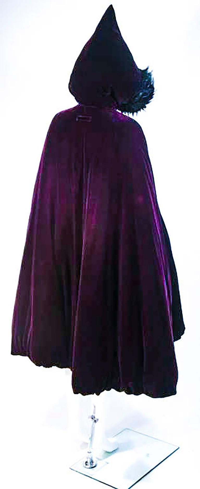 JEAN PAUL GAULTIER Purple Velvet Puff Cloak with Pointed Hood Size 42 1