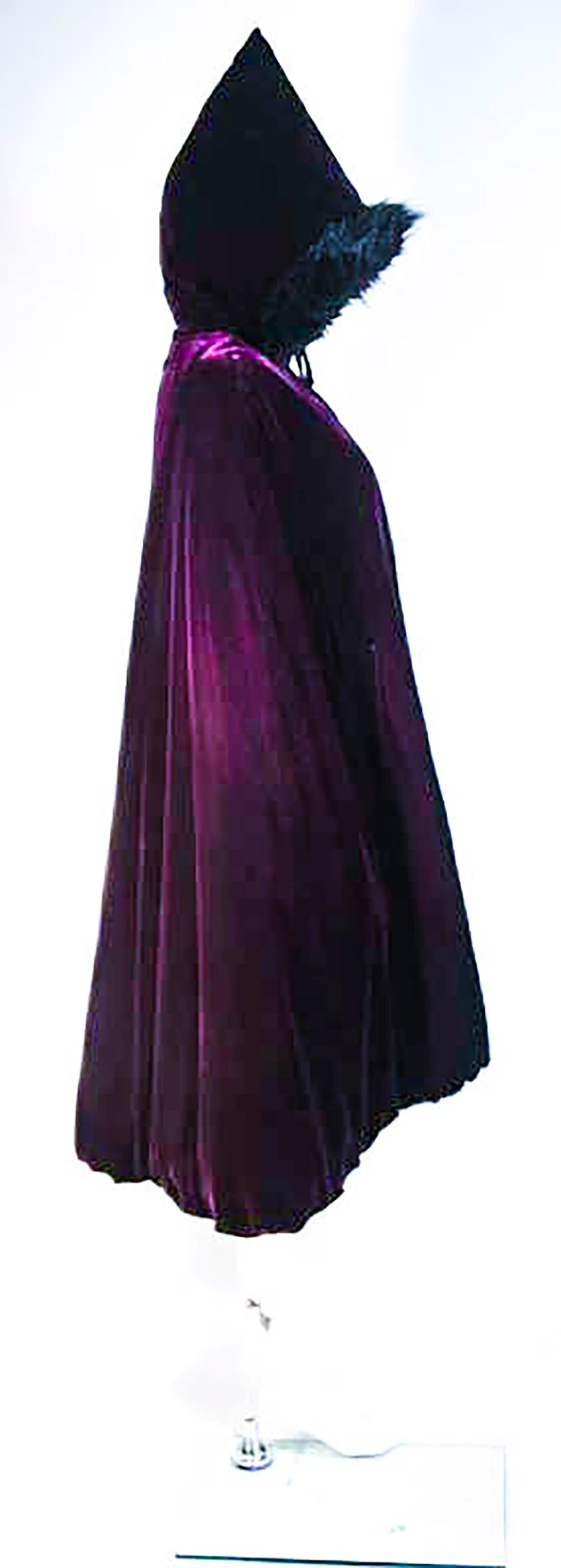 JEAN PAUL GAULTIER Purple Velvet Puff Cloak with Pointed Hood Size 42 2