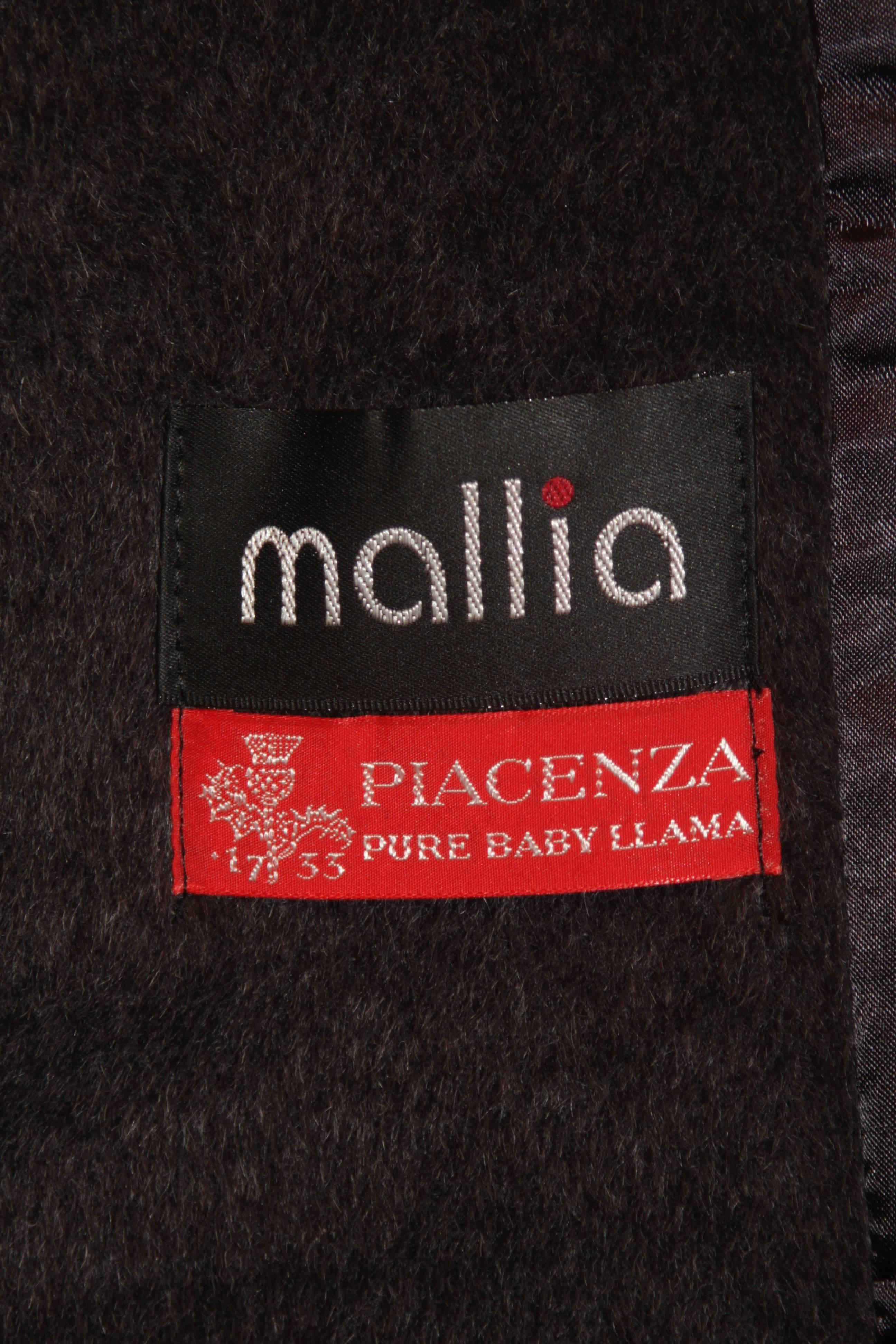MALLIA PIACENZA Grey Baby Llama Coat with Fox Fur Tassels Size 8 2