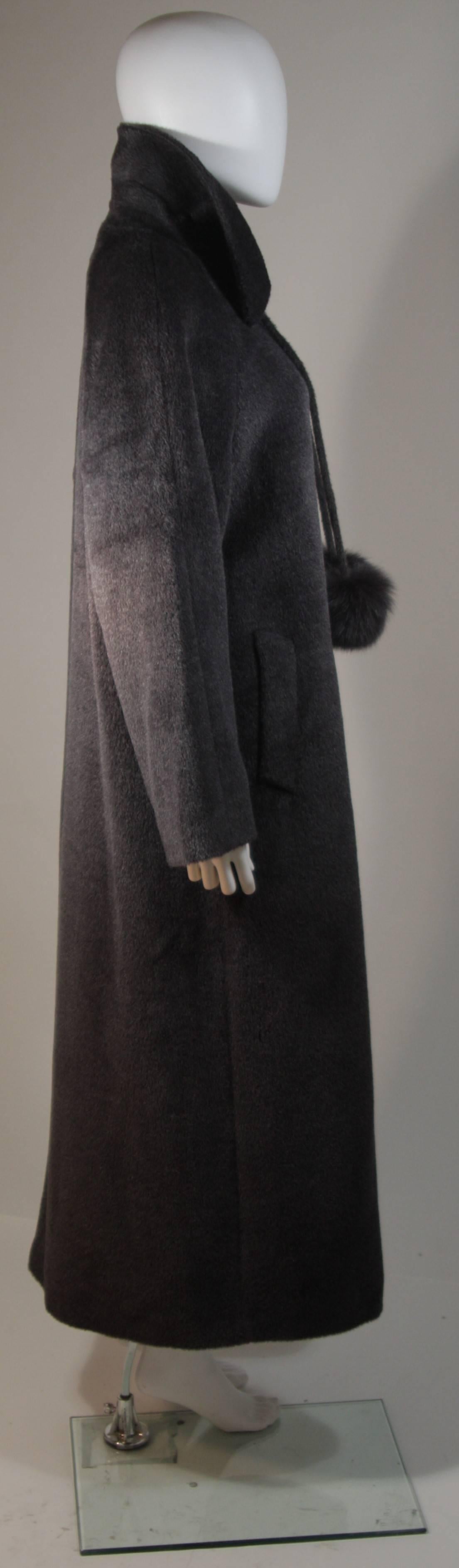 MALLIA PIACENZA Grey Baby Llama Coat with Fox Fur Tassels Size 8 In Excellent Condition In Los Angeles, CA