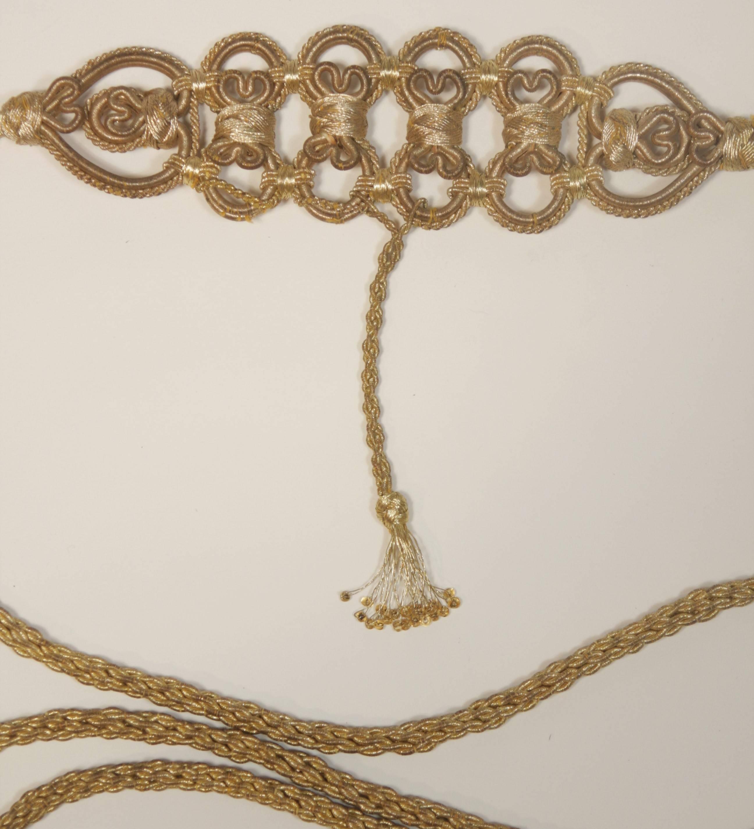 OSCAR DE LA RENTA Gold Metallic Braided Belt  1
