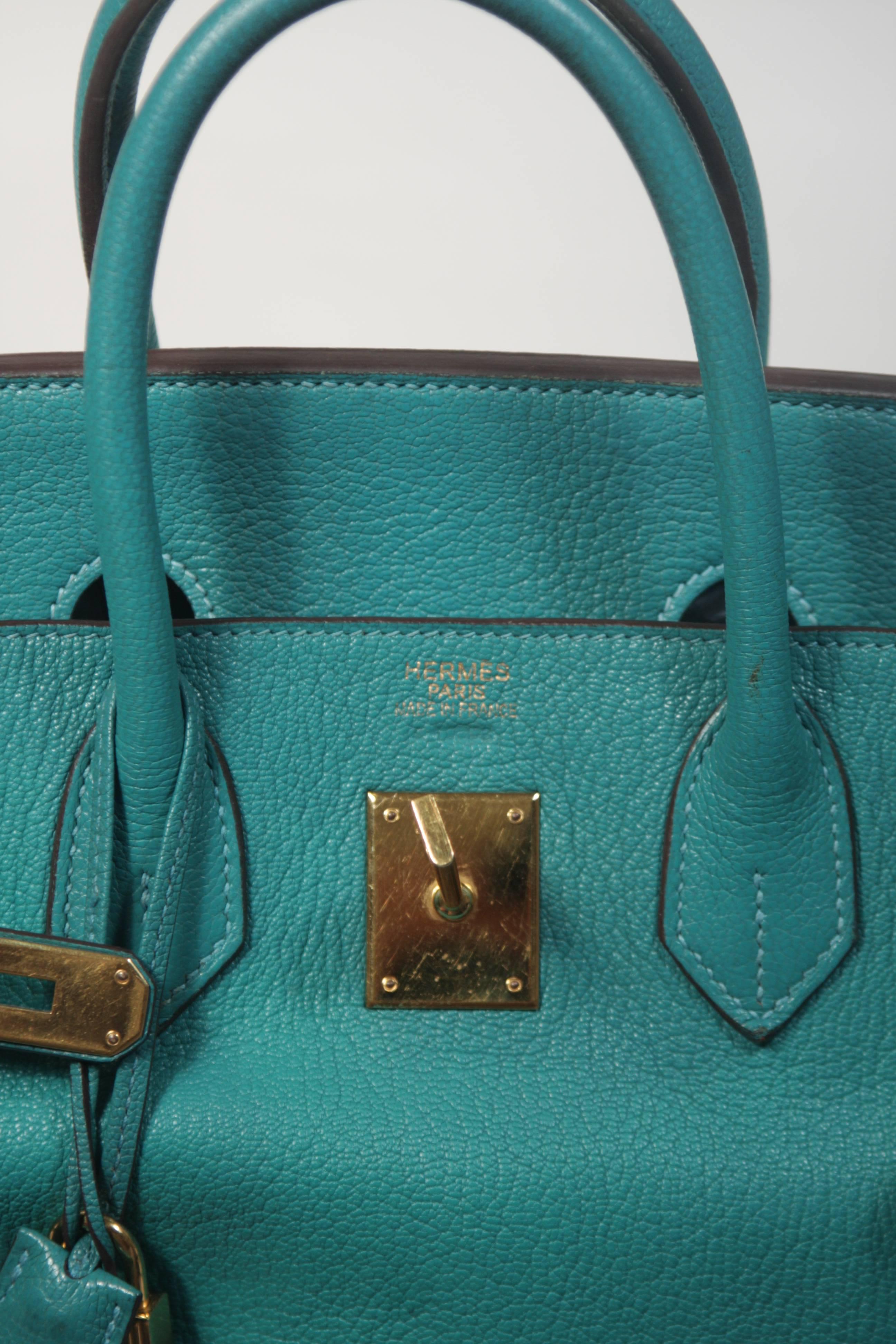 HERMES Emerald Teal Birkin with Gold Tone Hardware In Excellent Condition In Los Angeles, CA