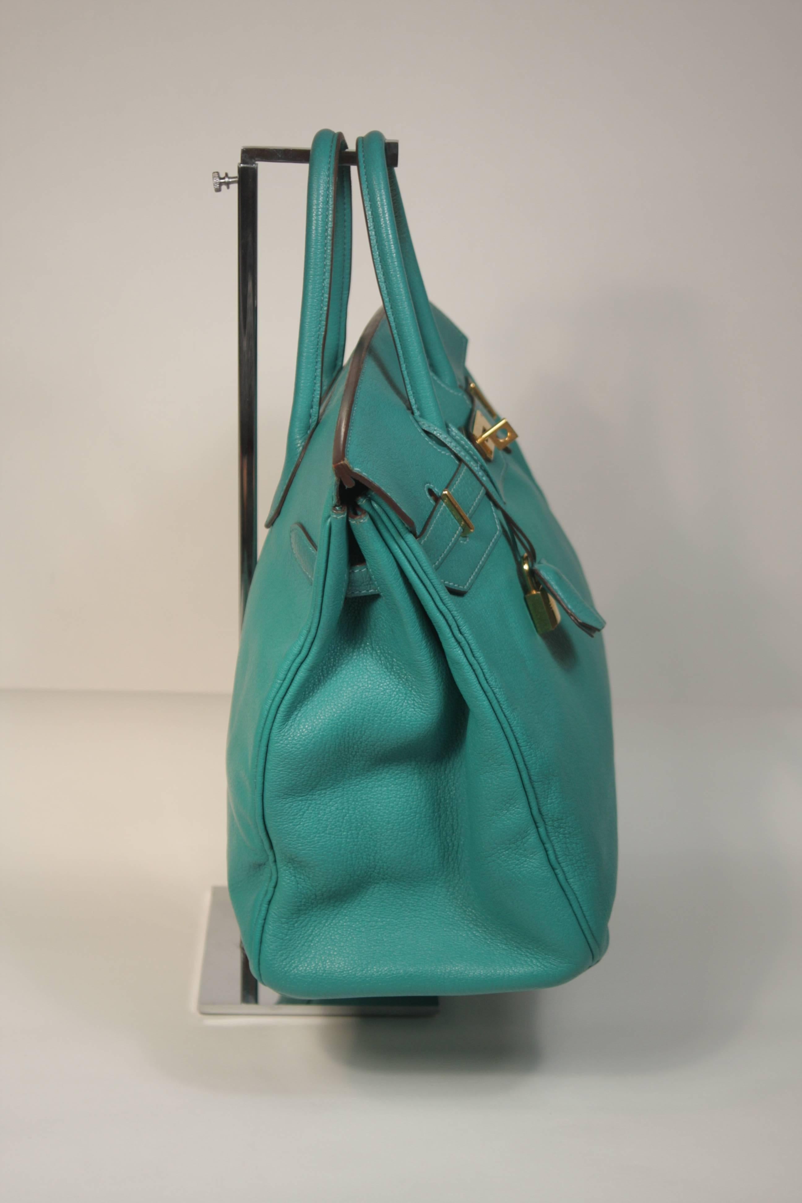 HERMES Emerald Teal Birkin with Gold Tone Hardware 2