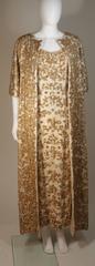 SAMUEL WINSTON Heavily Beaded Evening Gown and Opera Coat with Belt Size Small