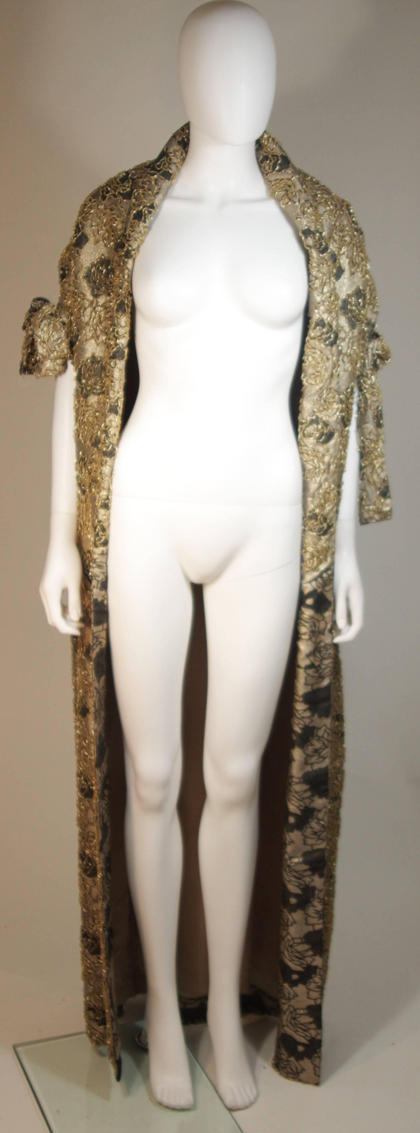 Brown HAUTE COUTURE INT'L Gold and Black Beaded Gown with Opera Coat Size 6 For Sale
