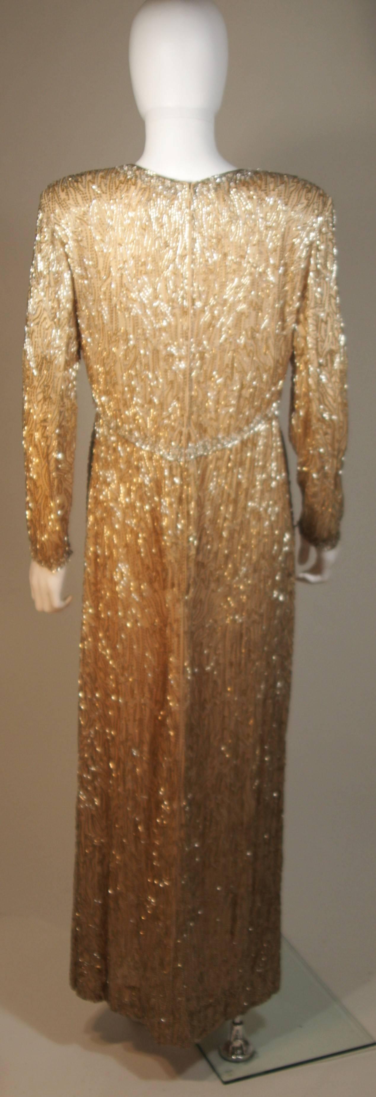 VICTORIA ROYAL Champagne Beaded Gown Size Large For Sale 4