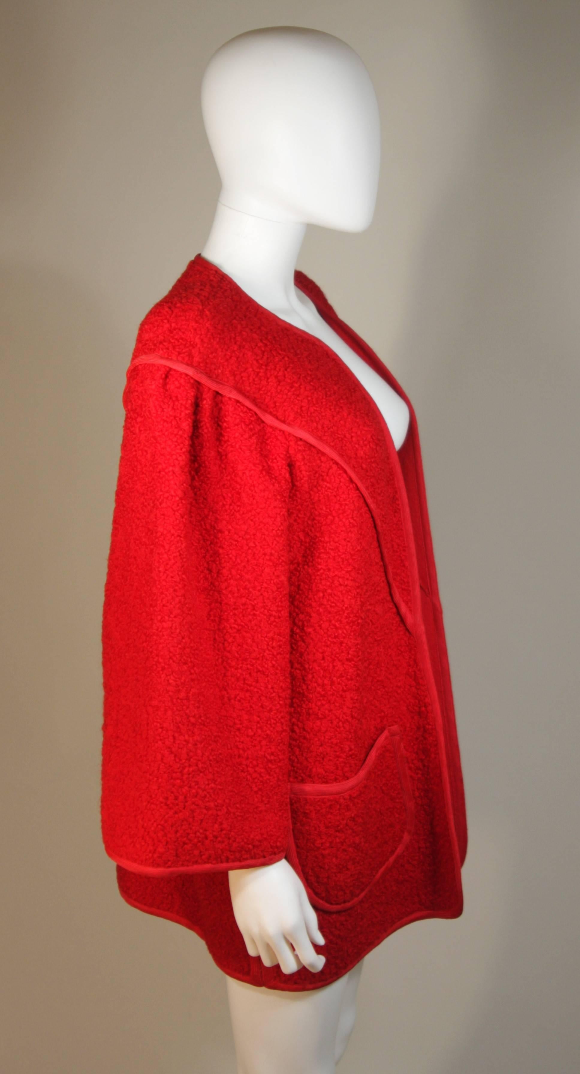 JEAN MUIR Red Wool Jacket Size 6 In Excellent Condition For Sale In Los Angeles, CA