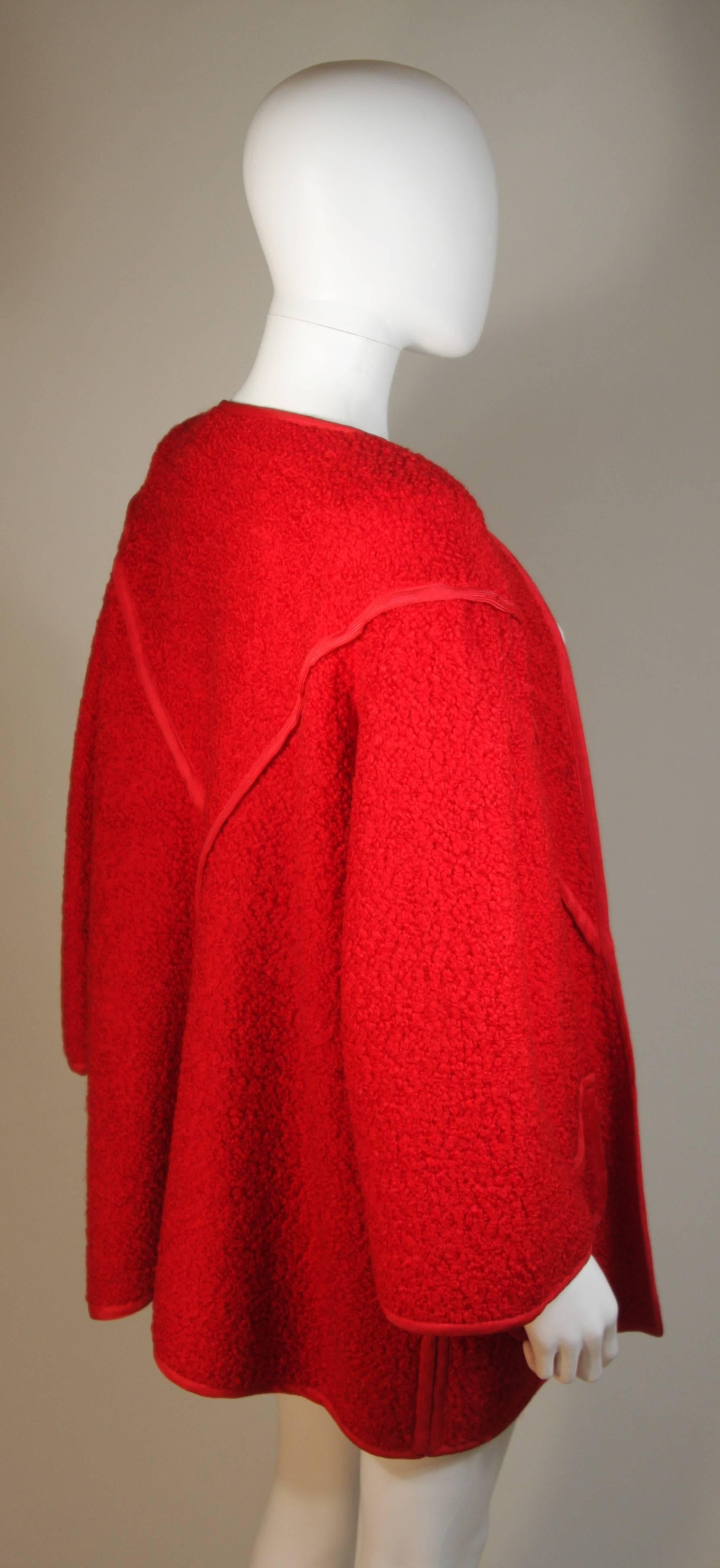 Women's JEAN MUIR Red Wool Jacket Size 6 For Sale
