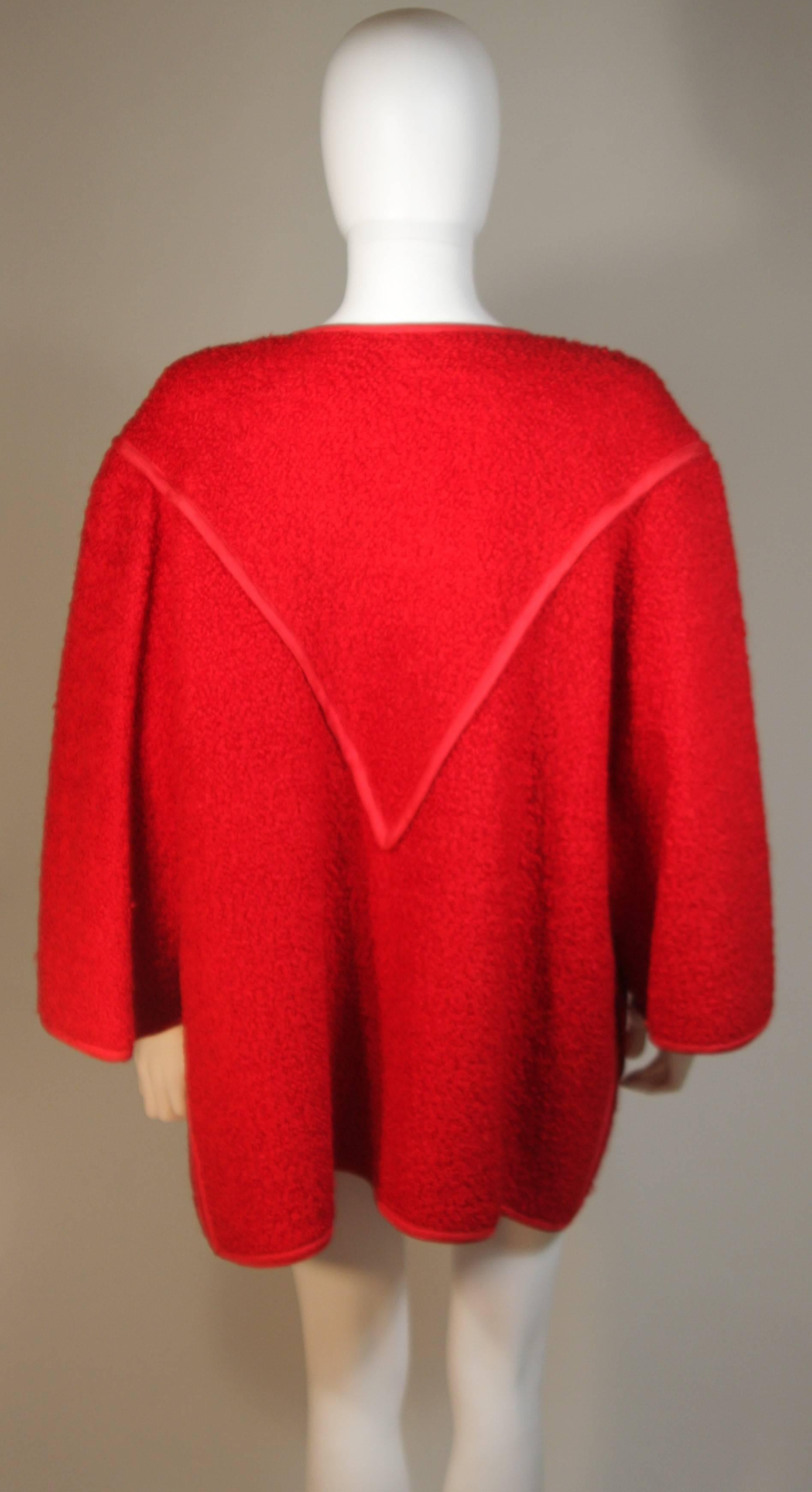 JEAN MUIR Red Wool Jacket Size 6 For Sale 1