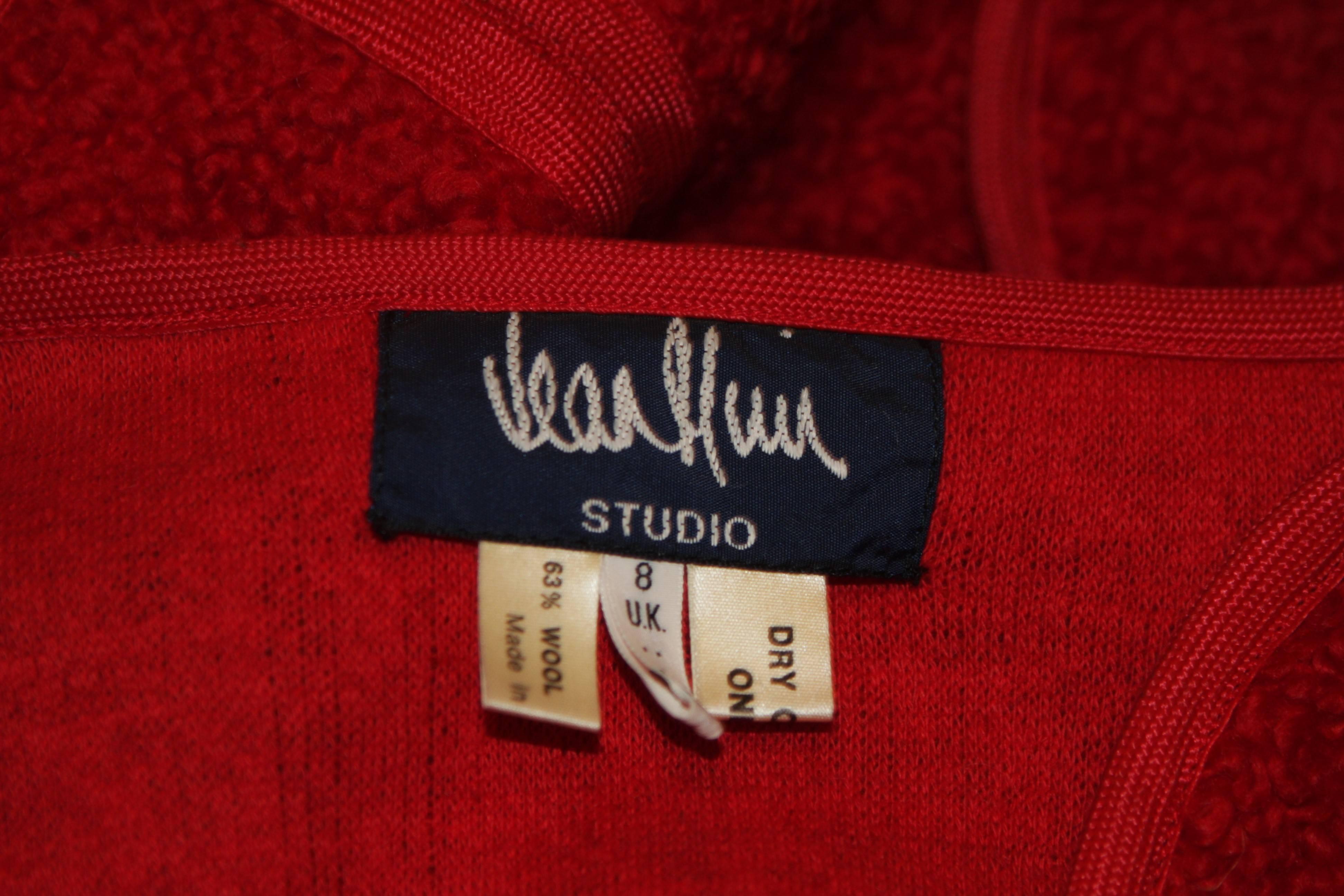 JEAN MUIR Red Wool Jacket Size 6 For Sale 2