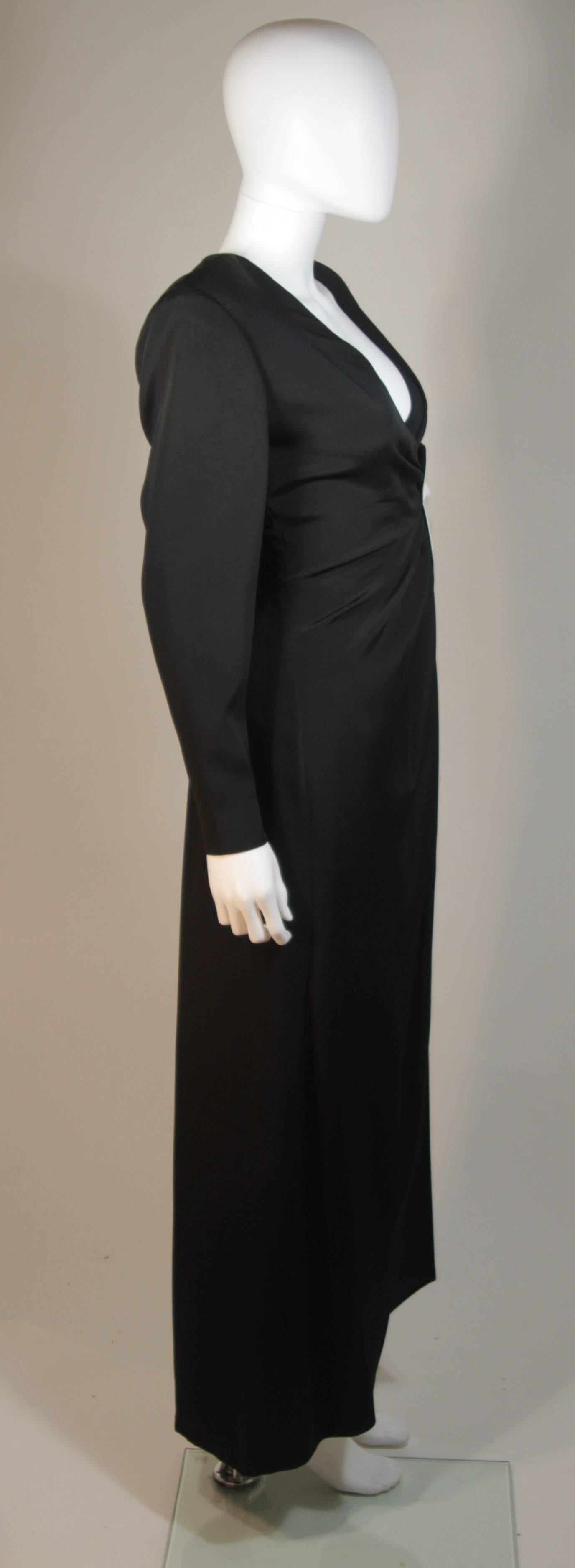 NOLAN MILLER Black and White Contrast Gown with Drape Detail Size 6 For Sale 1