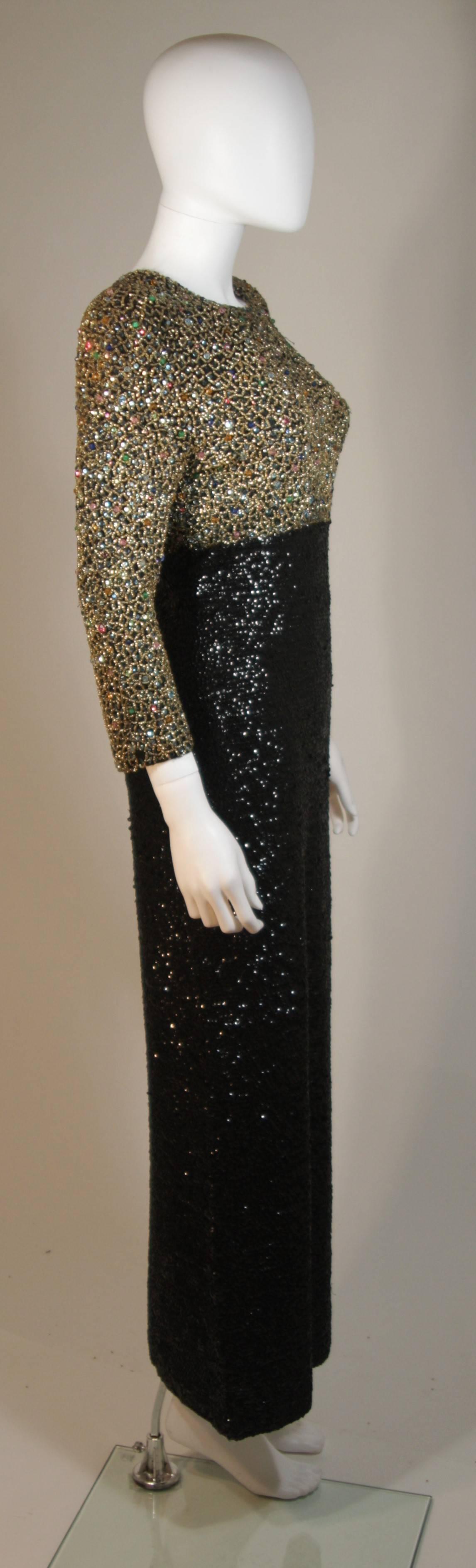 GENE SHELLY'S Boutique Internationale Embellished Stretch Black Knit Gown Size 8 For Sale 1