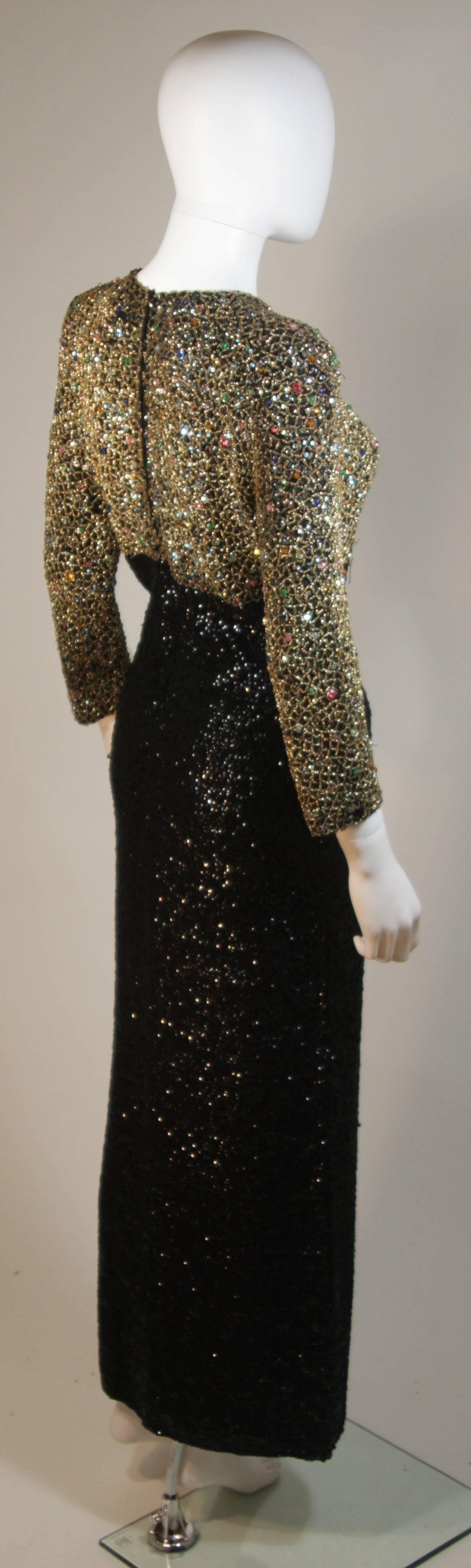 GENE SHELLY'S Boutique Internationale Embellished Stretch Black Knit Gown Size 8 For Sale 2