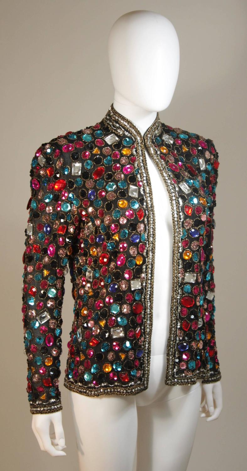VICTORIA ROYAL Heavily Bejeweled Jacket MultiColor Rhinestones Size 6