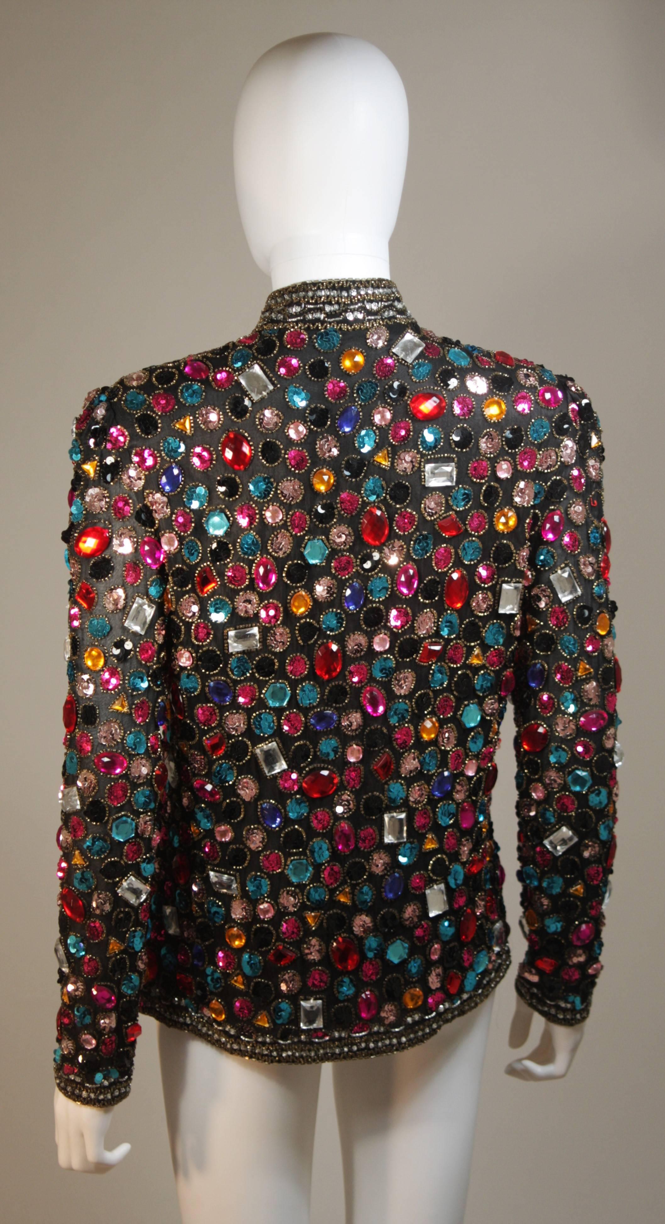 Women's or Men's VICTORIA ROYAL Heavily Bejeweled Jacket Multi-Color Rhinestones Size 6 