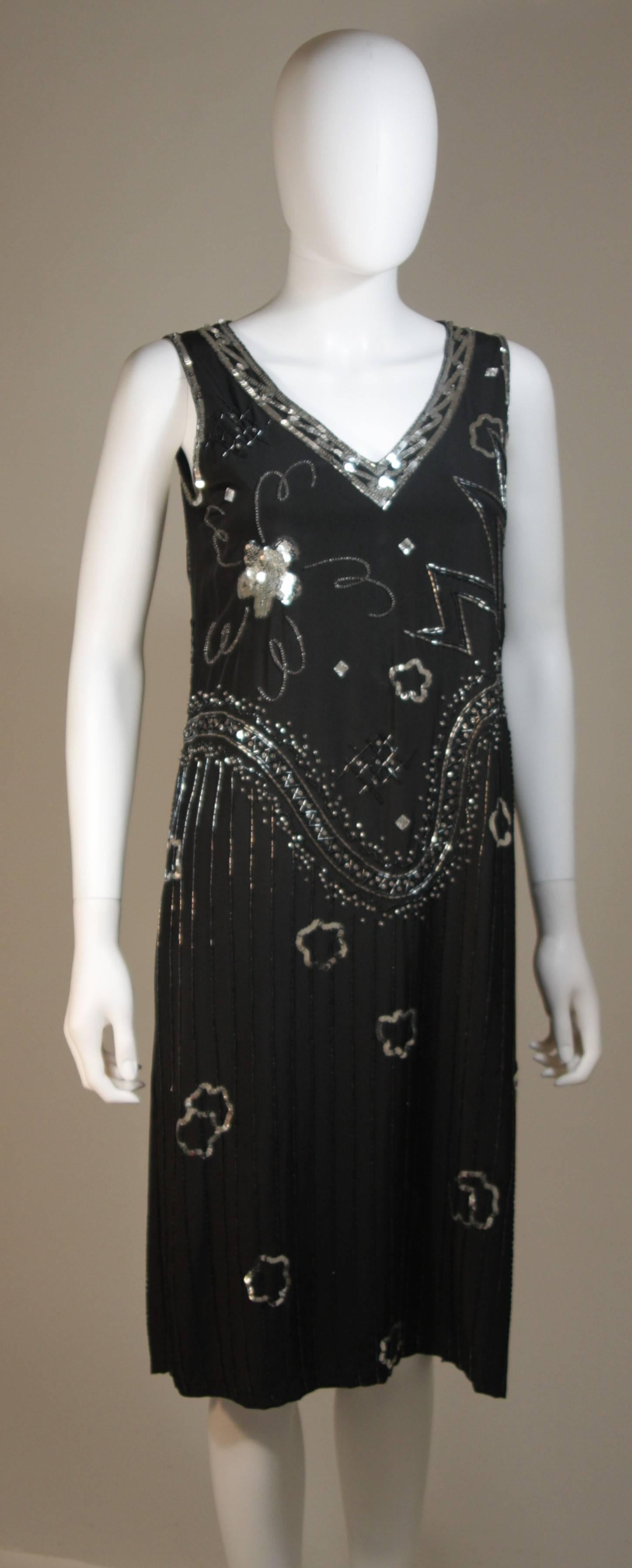 Women's GIORGIO BEVERLY HILLS Sequin Embellished Deco Inspired Cocktail Dress Size 4-6 For Sale