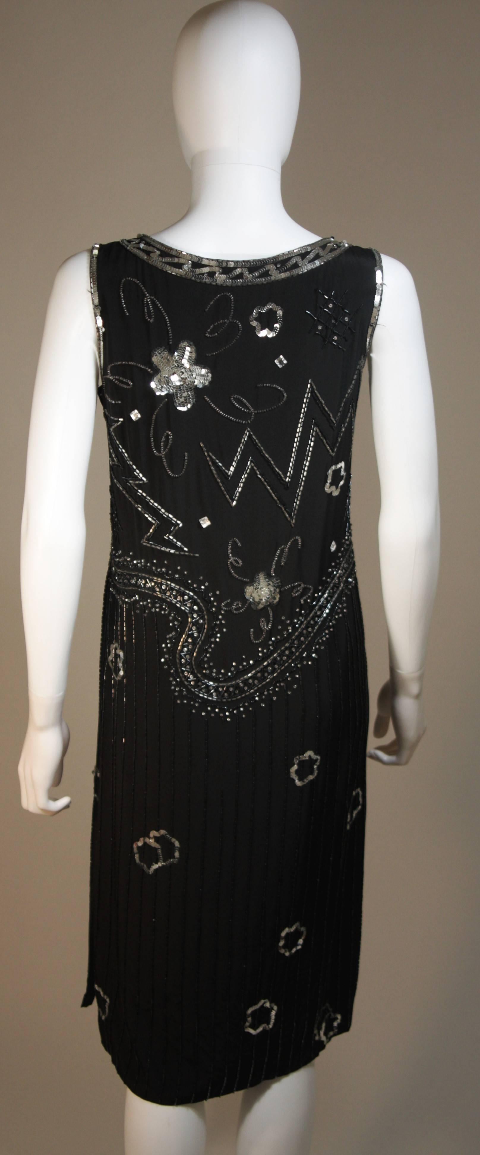 GIORGIO BEVERLY HILLS Sequin Embellished Deco Inspired Cocktail Dress Size 4-6 For Sale 3