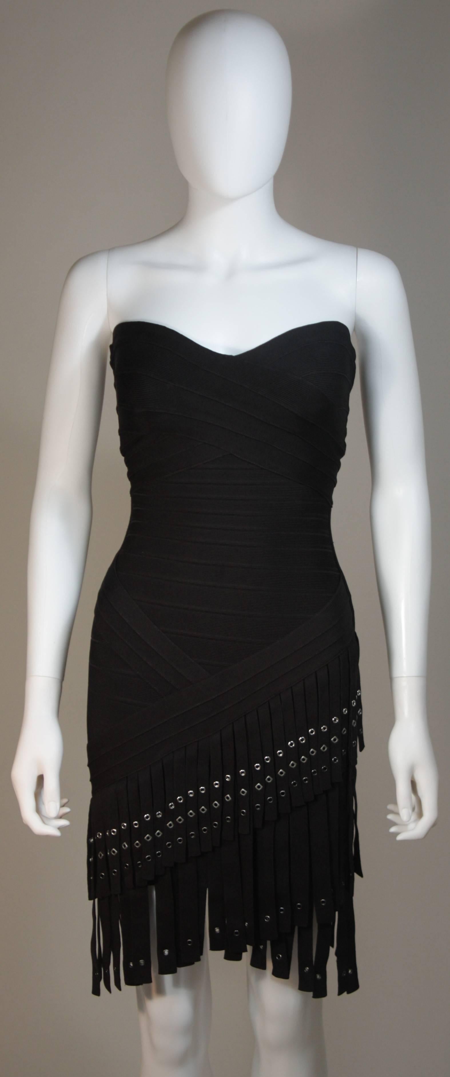 herve leger black fringe dress