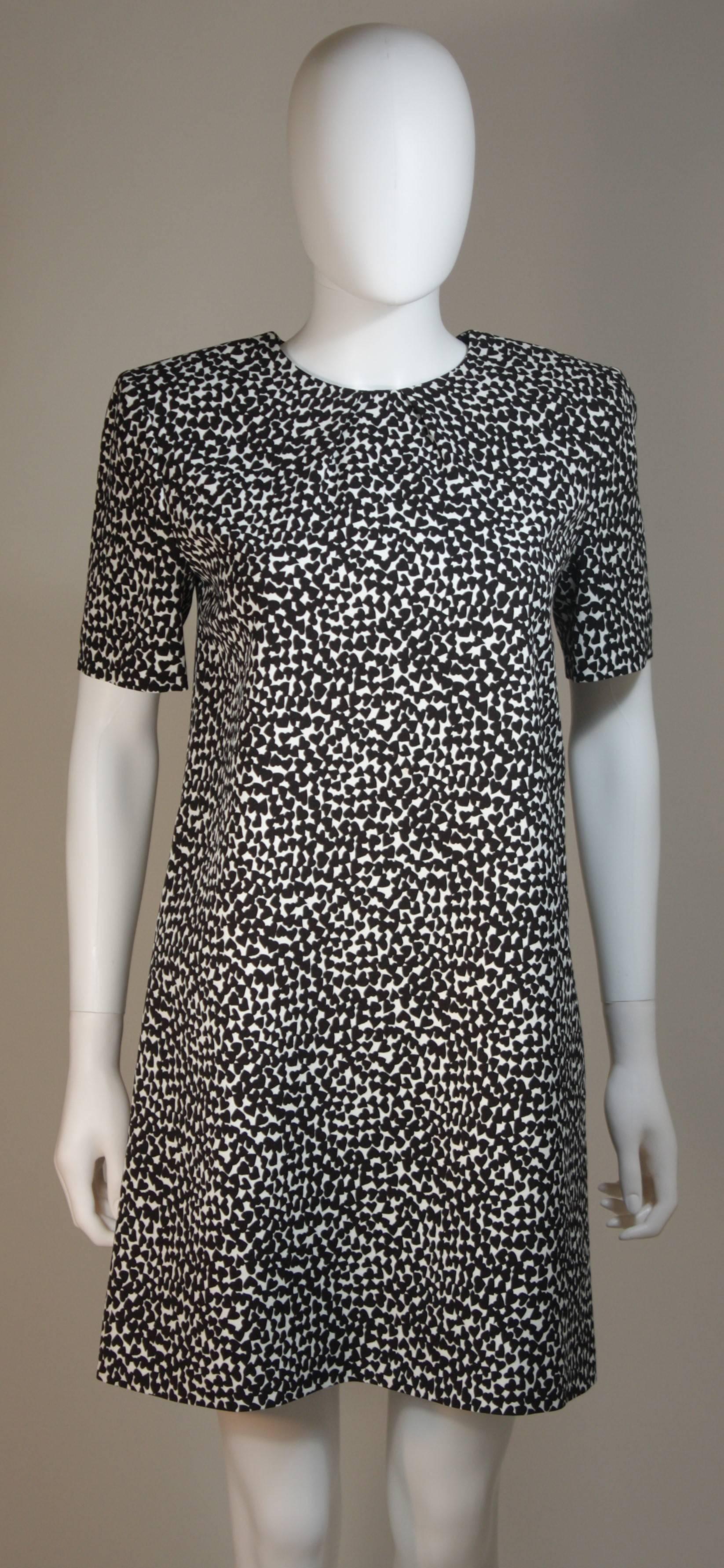 SAINT LAURENT Black and White Contrast Heart Patterned Dress 4-6 In Excellent Condition In Los Angeles, CA