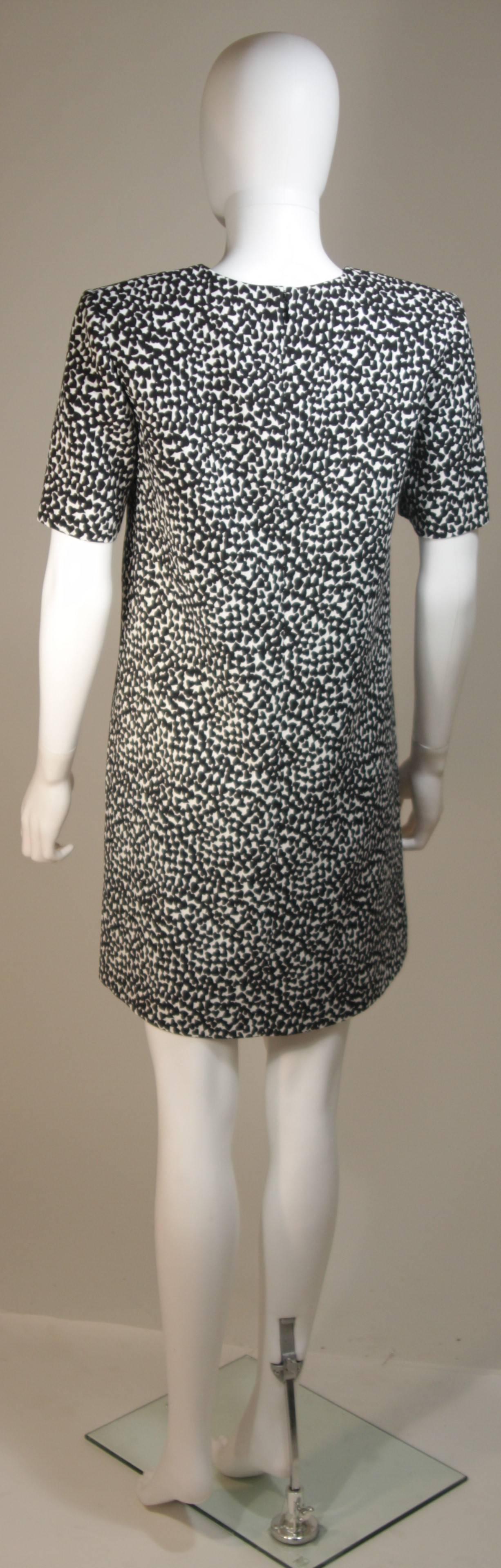SAINT LAURENT Black and White Contrast Heart Patterned Dress 4-6 5