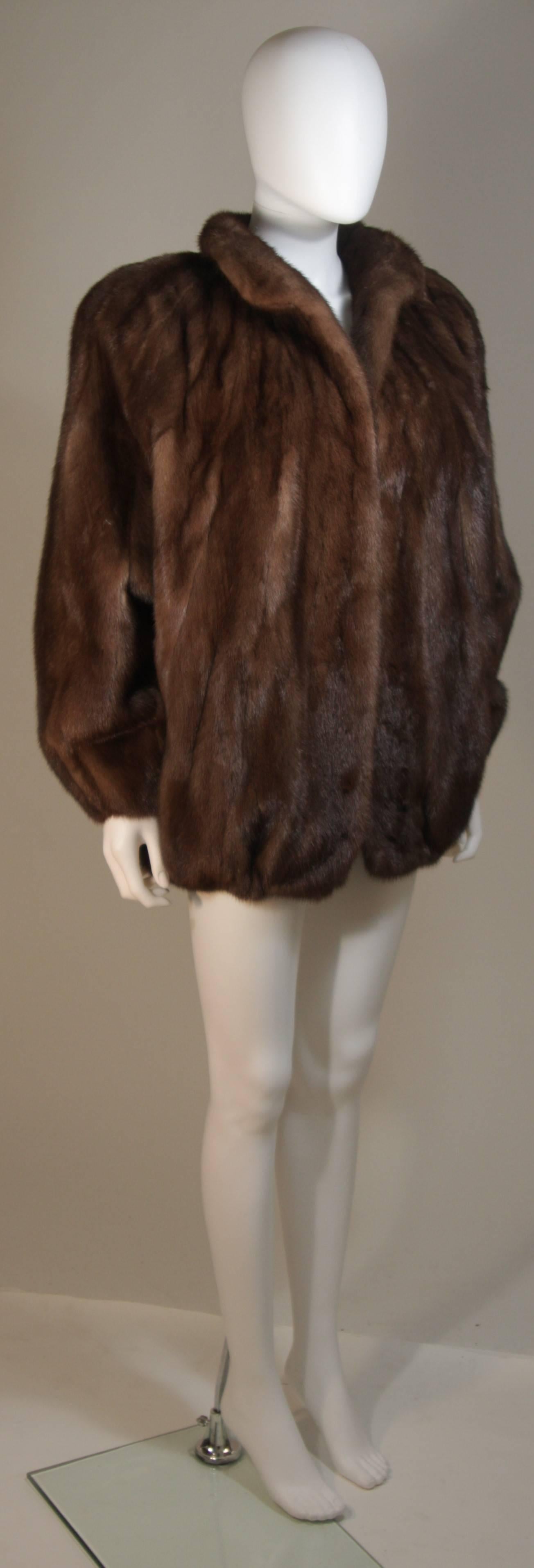 Black WACHTENHEIM Mink Fur Sporty Jacket with Dolman Style Sleeves Size 8