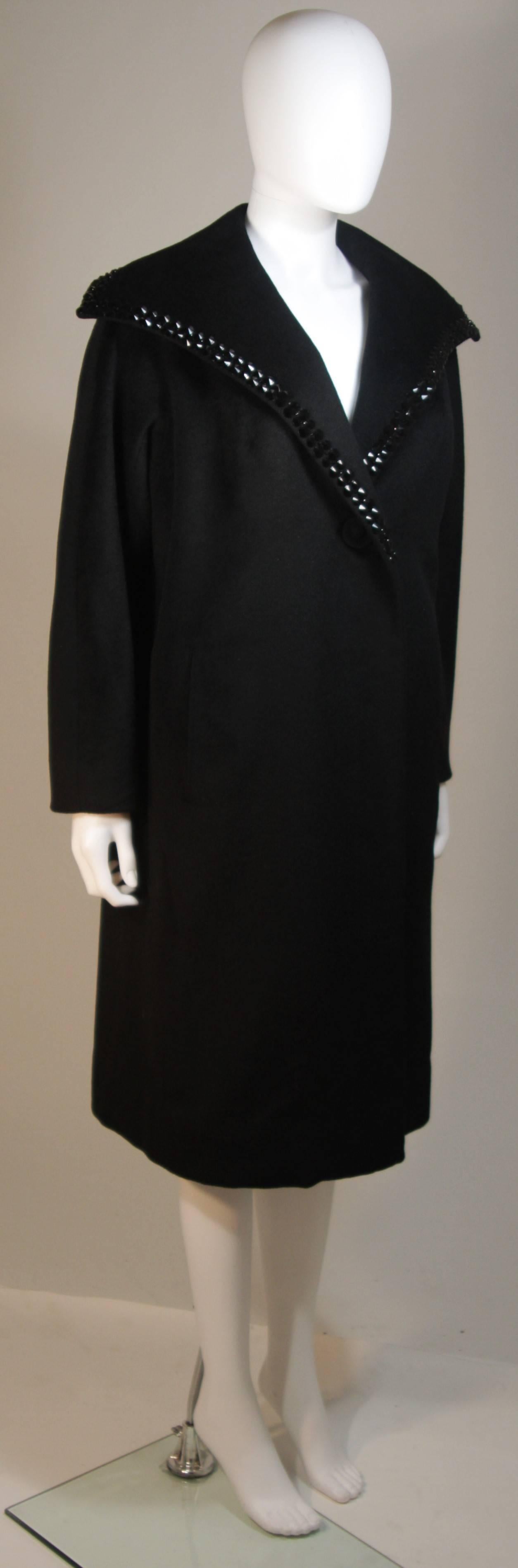 Black McCALLS CO. VOGUE TAILOR Vintage Wool Coat with Studded Collar Size Medium For Sale