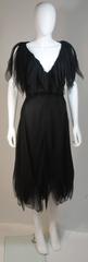 CHRISTIAN DIOR COUTURE Layered Black Silk Chiffon Cocktail Dress Size 4-6